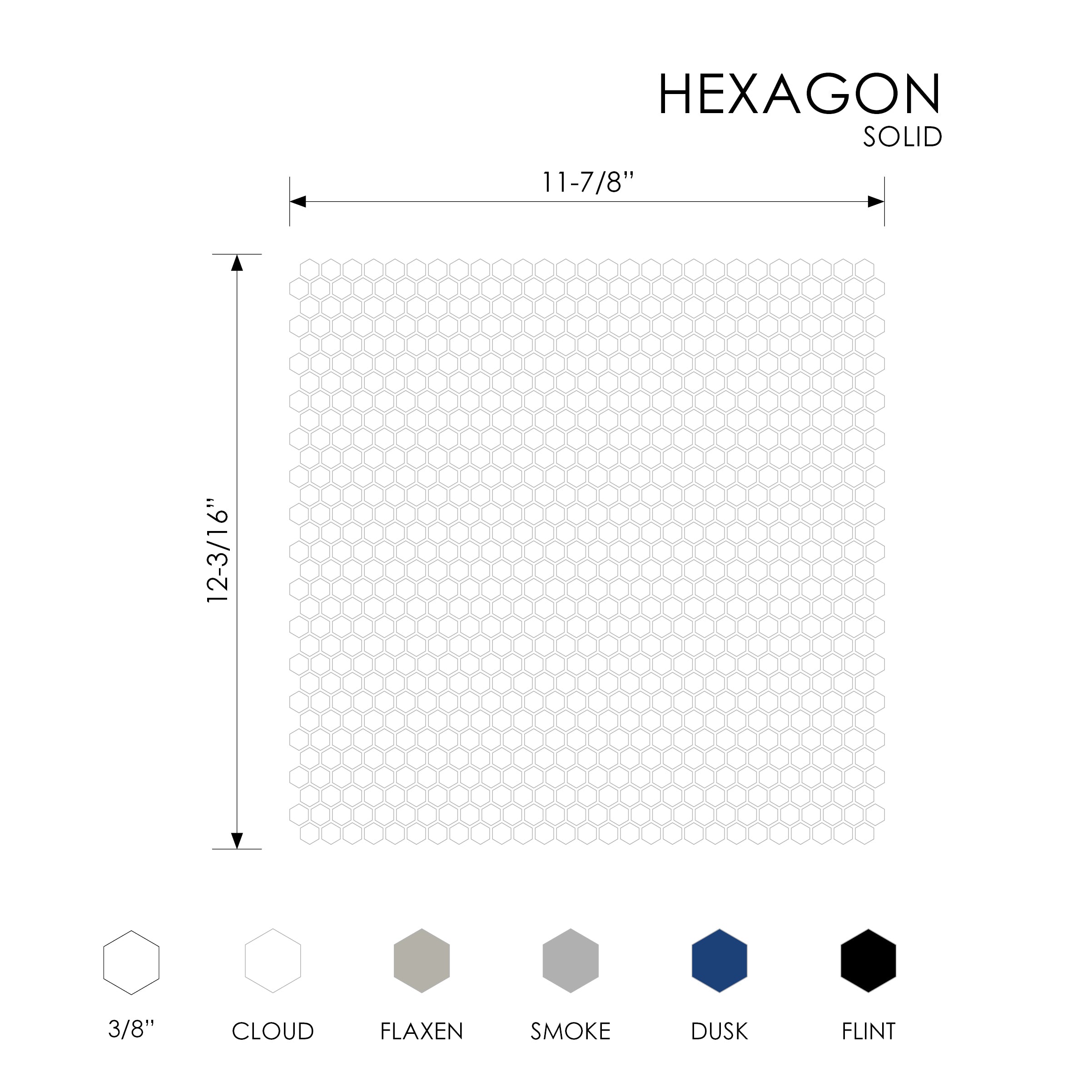 GEOMETRO: Dusk H1 Hexagonal Recycled Glass Mosaic (11 7/8"x12 3/16"x3/8" | Matte)