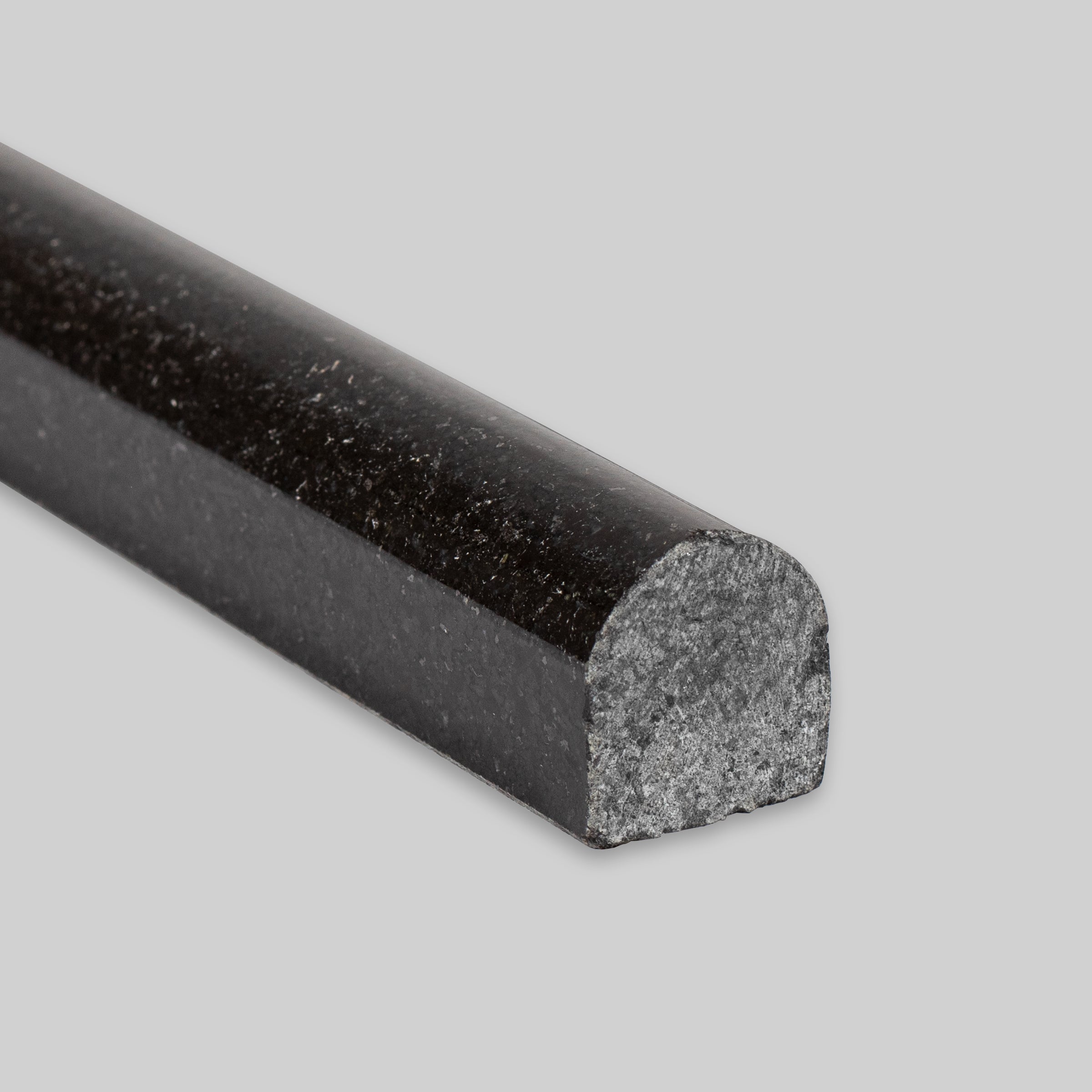 ABSOLUTE BLACK: Granite Standard Pensil Liner Tile Accessory (3/4"x12"x3/4" | Polished)