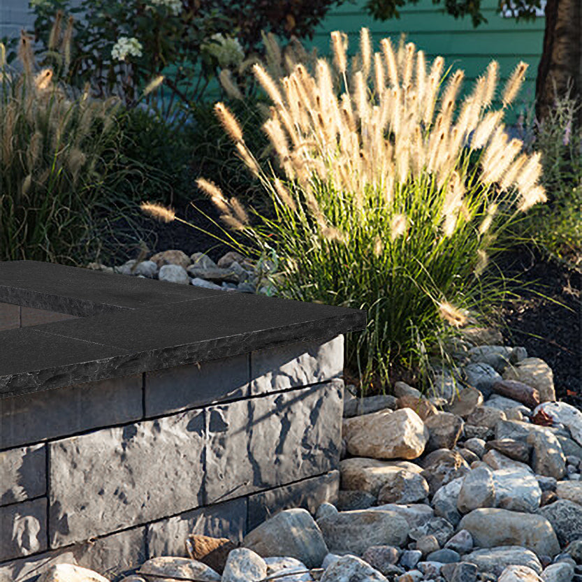 LIME BLACK: Limestone Double Modern 24 Wall Cap Paving Accessory (12"x24"x1 3/16" | Cleft)