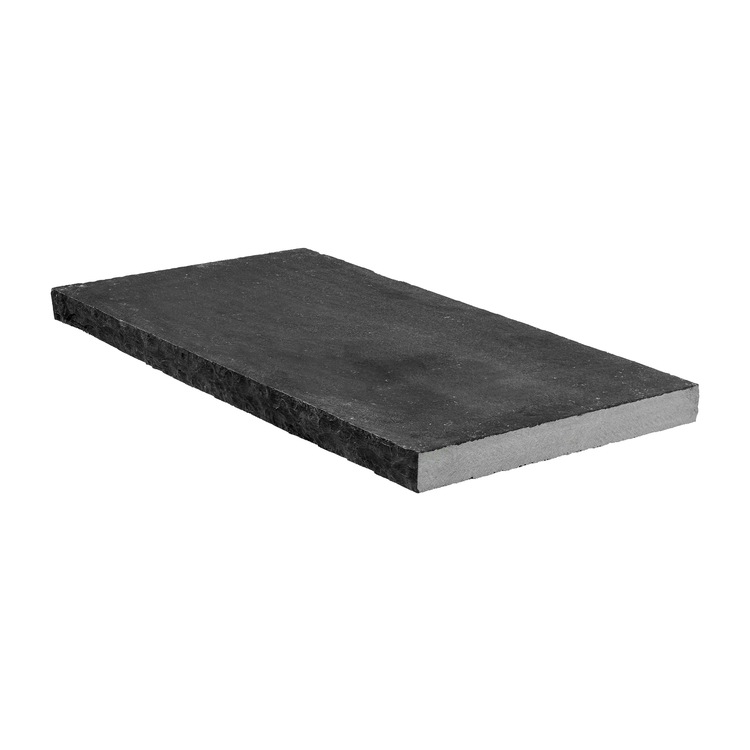 LIME BLACK: Limestone Double Rockface 24 Wall Cap Paving Accessory (12"x24"x1 3/16" | Cleft)