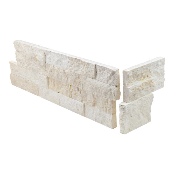 LYMRA: Limestone Ledger Stone Smart Corner Wall Panel (6"x6", 6"x18" | Rockface)