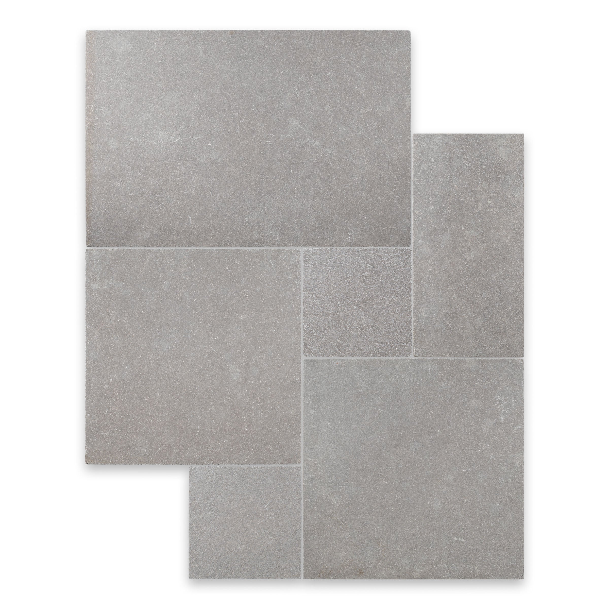 PURBECK GREY: Limestone Versailles Paving Tile Pattern (8 SQFT | Distressed)