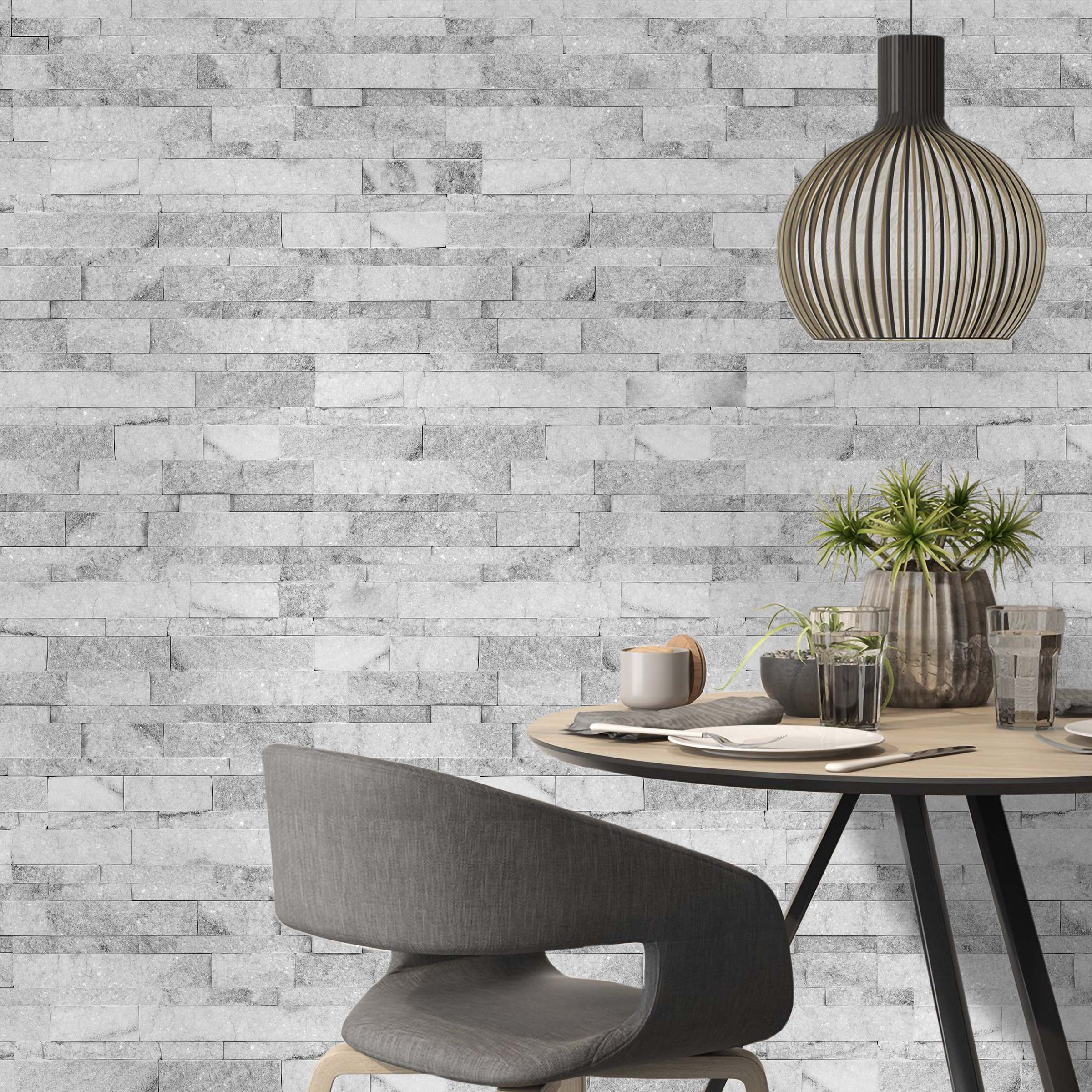 ARCTIC GRAY: Marble Ledger Stone Smart Corner Wall Panel (6"x6", 6"x18" | Rockface)