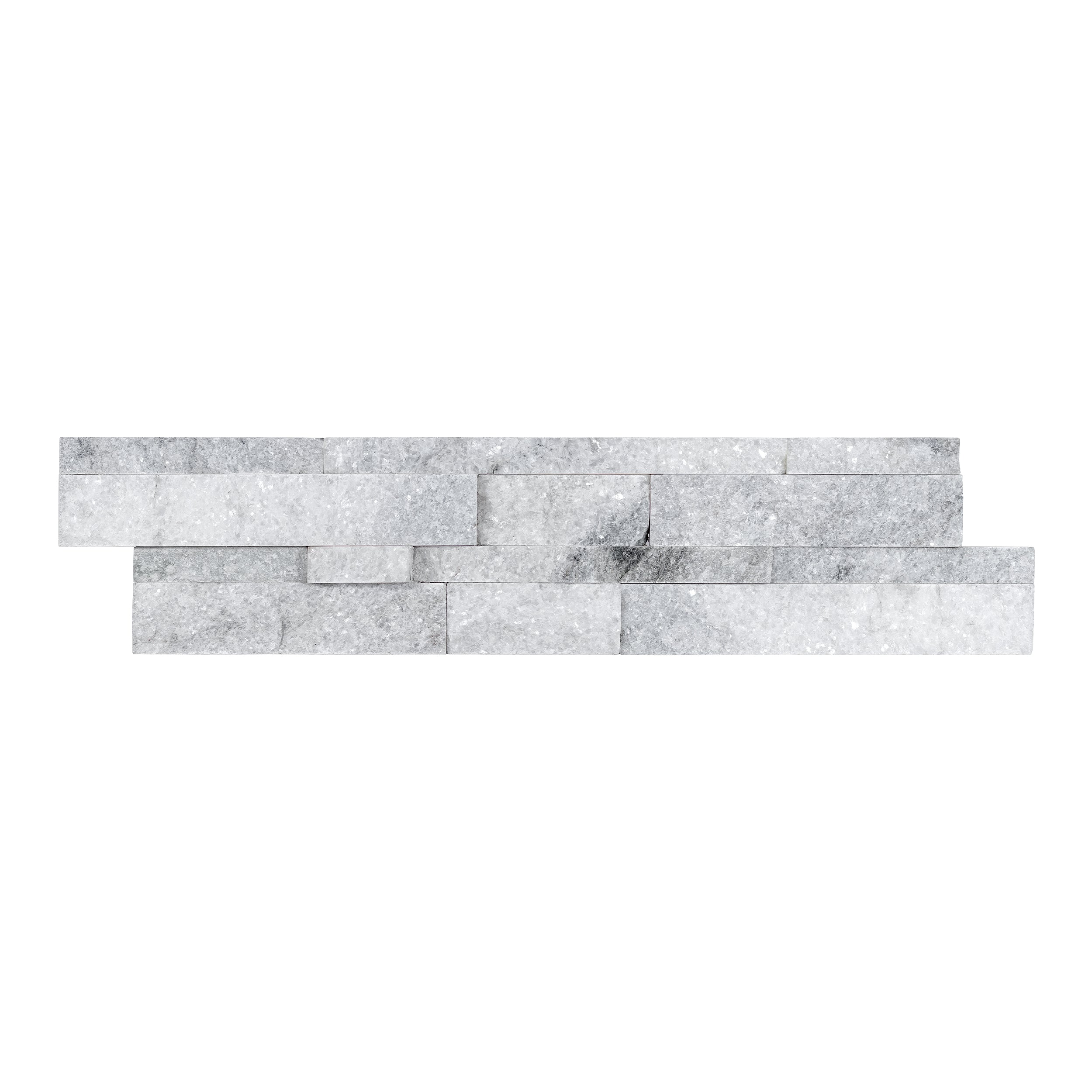 ARCTIC GRAY: Marble Ledger Stone Flat Wall Panel (6"x24"x1/2"-1" | Rockface)