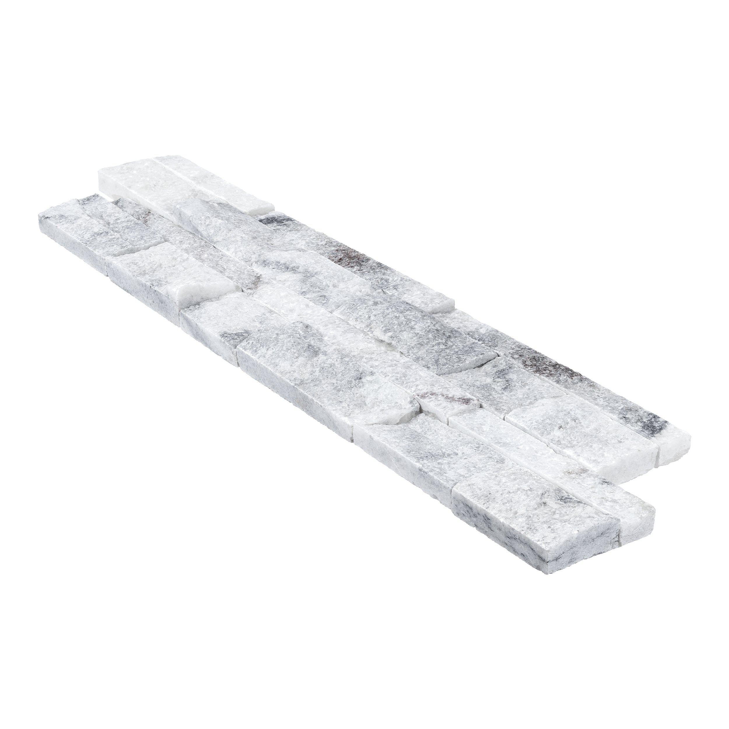 ARCTIC GRAY: Marble Ledger Stone Flat Wall Panel (6"x24"x1/2"-1" | Rockface)