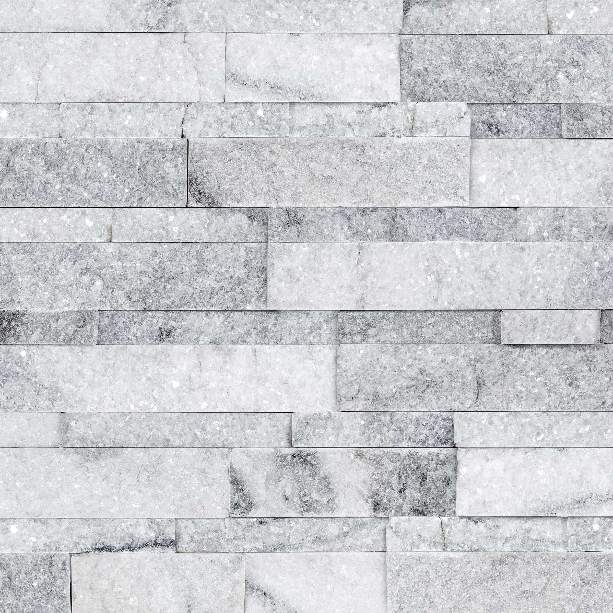 ARCTIC GRAY: Marble Ledger Stone Flat Wall Panel (6"x24"x1/2"-1" | Rockface)