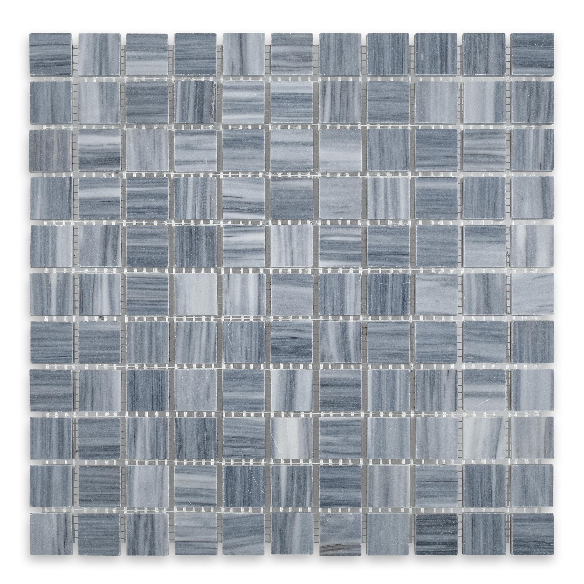 BARDIGLIO VEINCUT: Marble 1" Straight Stack Mosaic (12"x12"x3/8" | Polished)