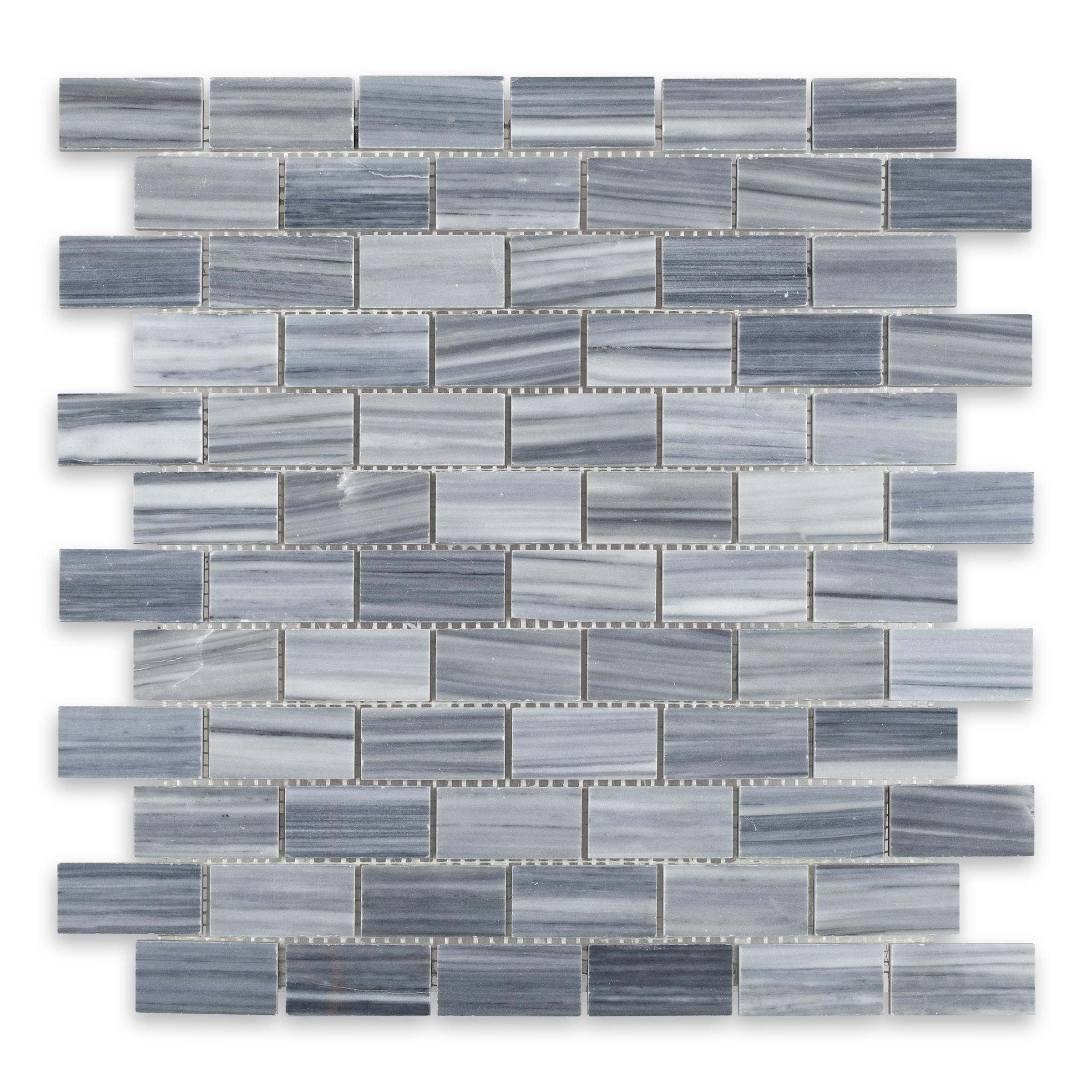 BARDIGLIO VEINCUT: Marble 1"x2" Staggered Joint Mosaic (12 1/4"x12 3/4"x3/8" | Polished)