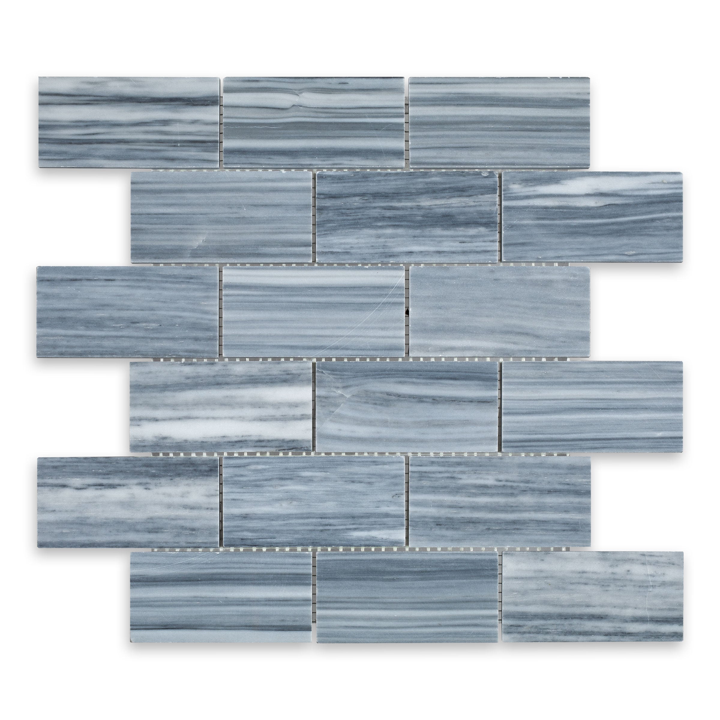 BARDIGLIO VEINCUT: Marble 2"x4" Staggered Joint Mosaic (11 3/4"x12"x3/8" | Polished)