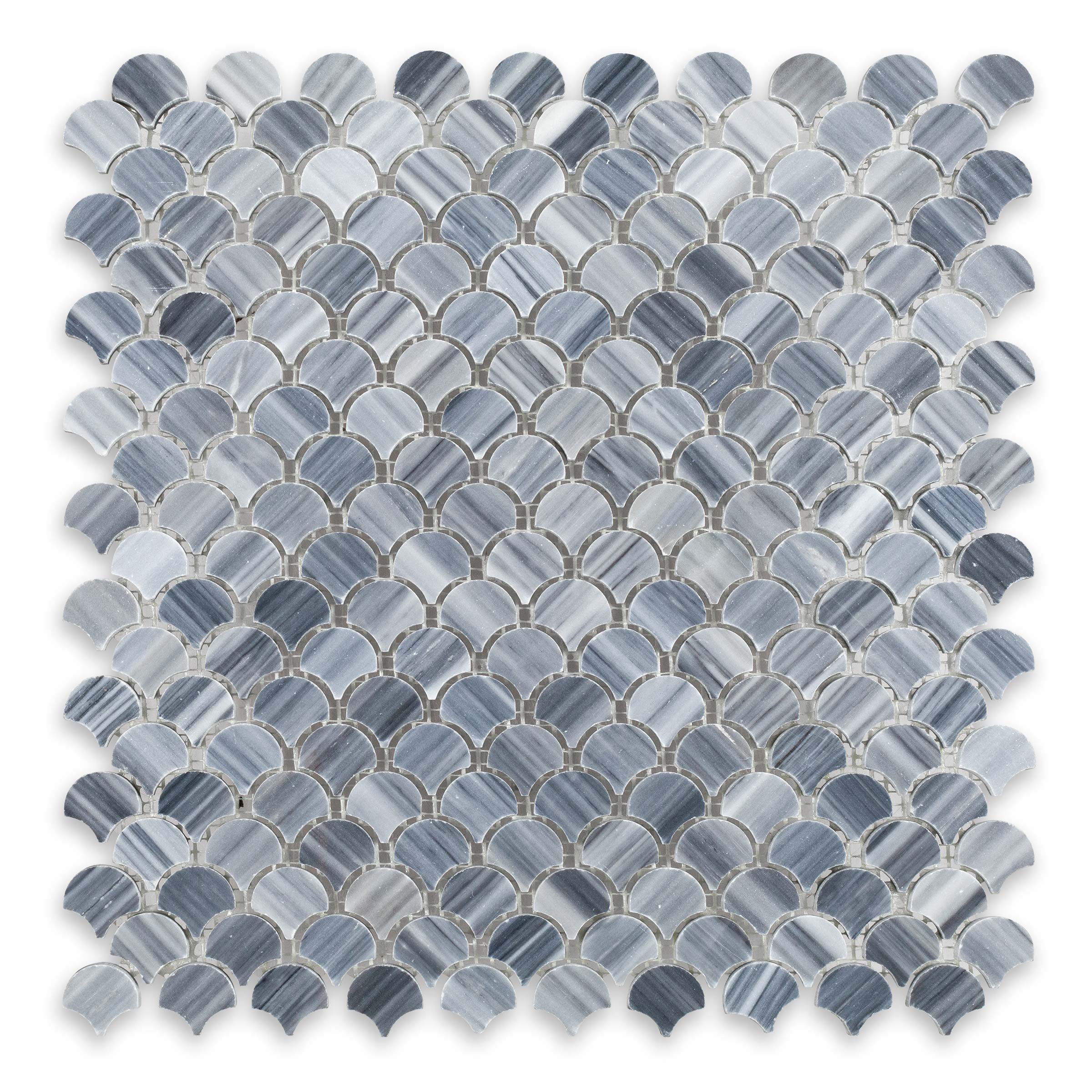 BARDIGLIO VEINCUT: Marble 1" Scales Mosaic (11 1/2"x11 1/2"x3/8" | Polished)