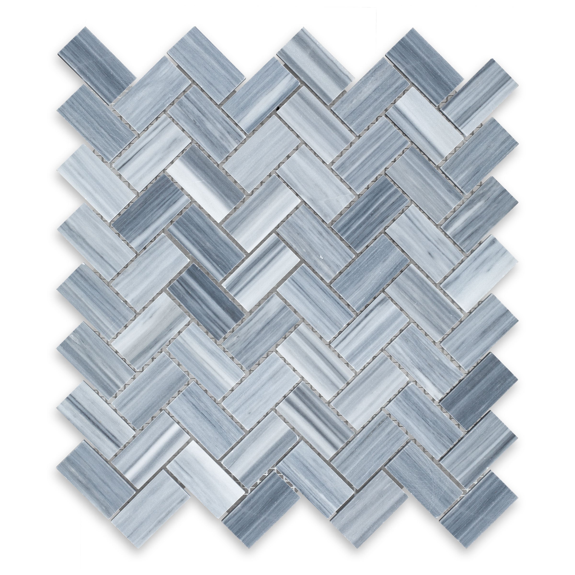 BARDIGLIO VEINCUT: Marble 1"x2" Herringbone Mosaic (11 1/8"x12"x3/8" | Polished)