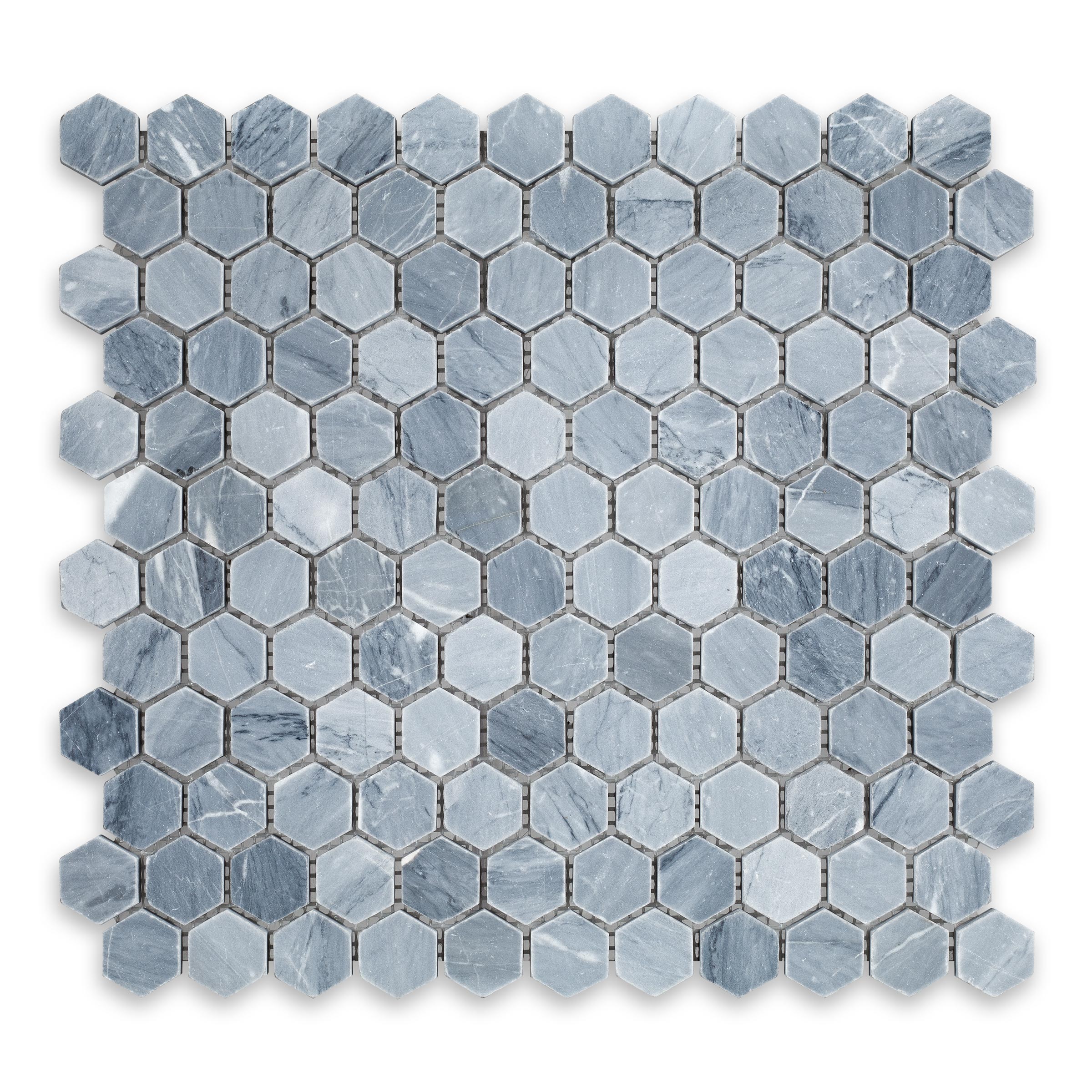 BARDIGLIO VEINCUT: Marble 1" Hexagonal Mosaic (11 1/4"x11 1/2"x3/8" | Polished)