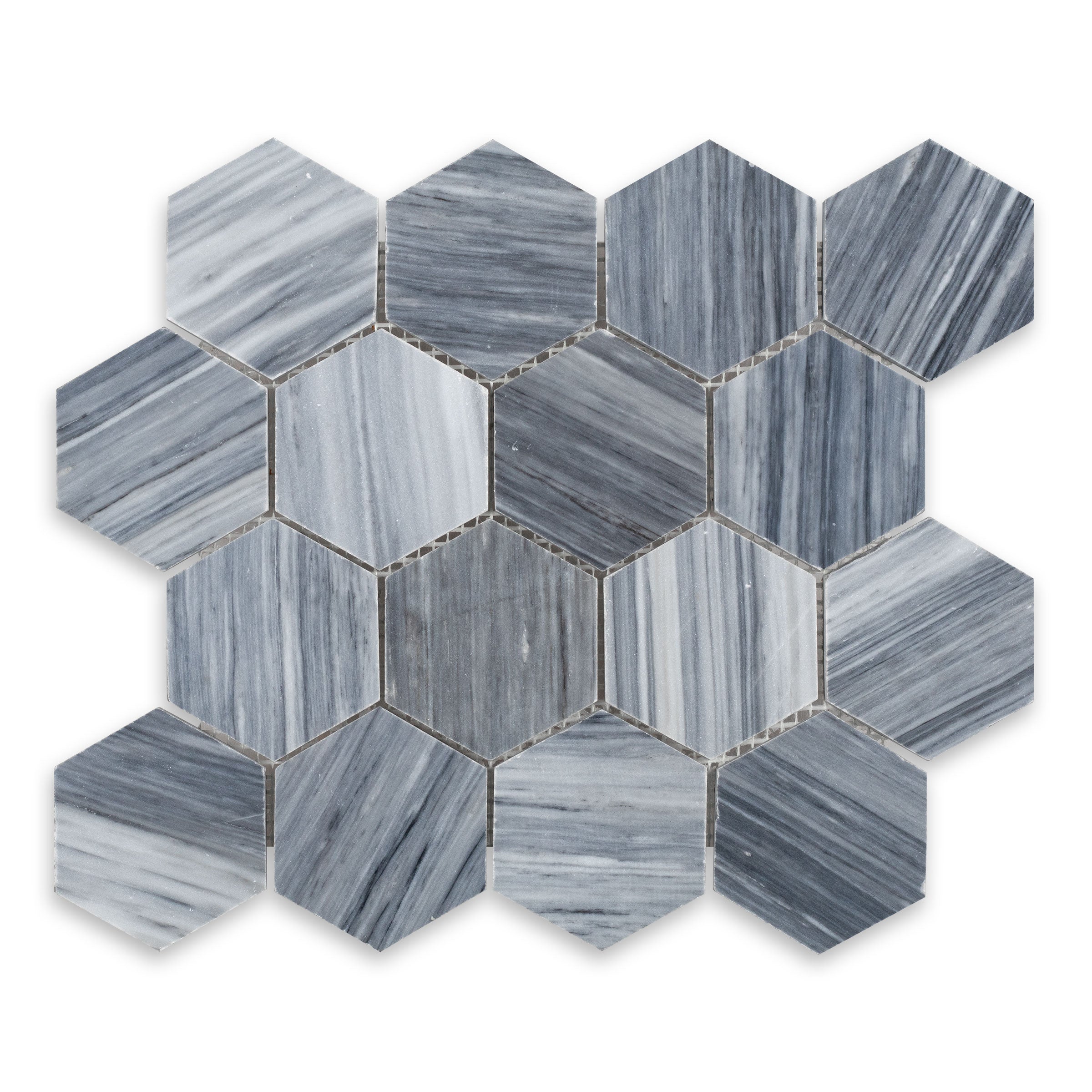 BARDIGLIO VEINCUT: Marble 3" Hexagonal Mosaic (10 1/4"x11 3/4"x3/8" | Polished)