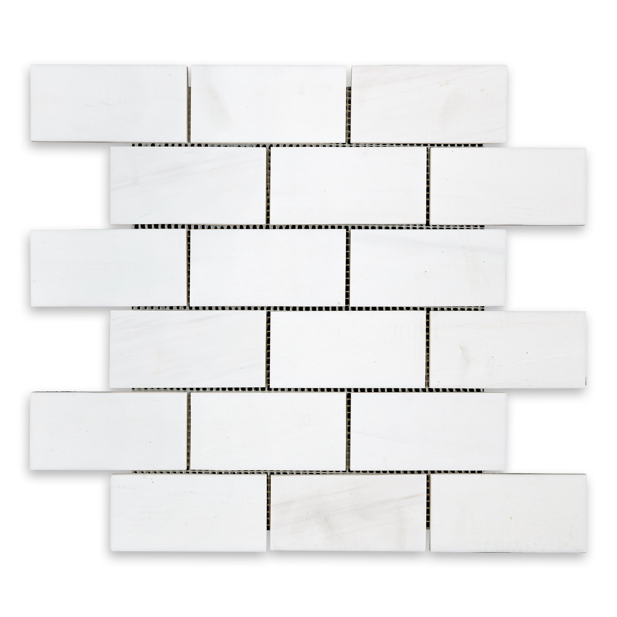 BIANCO: Dolomite 2"x4" Staggered Joint Mosaic (11 3/4"x12"x3/8" | Honed)