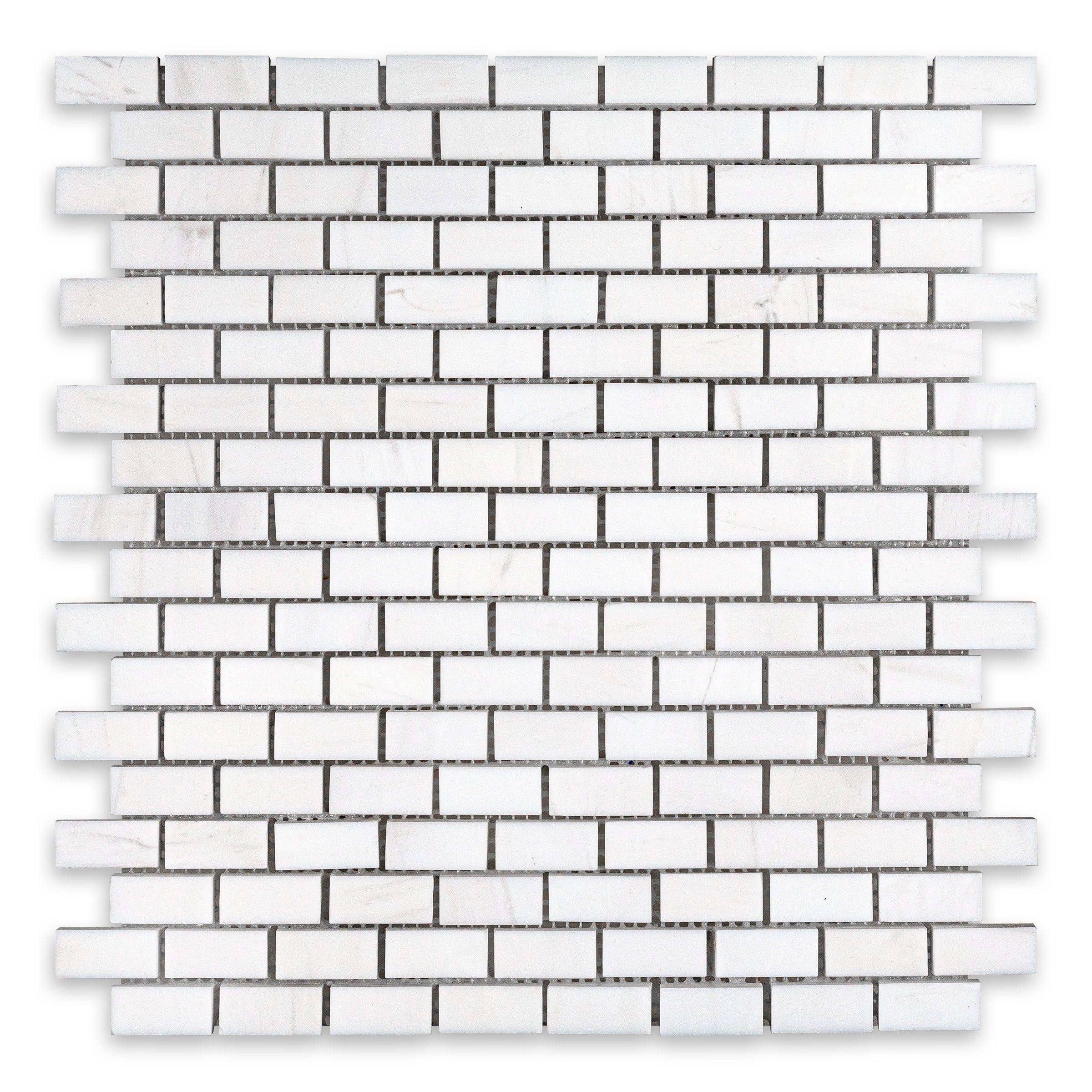 BIANCO: Dolomite 5/8"x1 1/4" Staggered Joint Mosaic (12"x12"x3/8" | Honed)