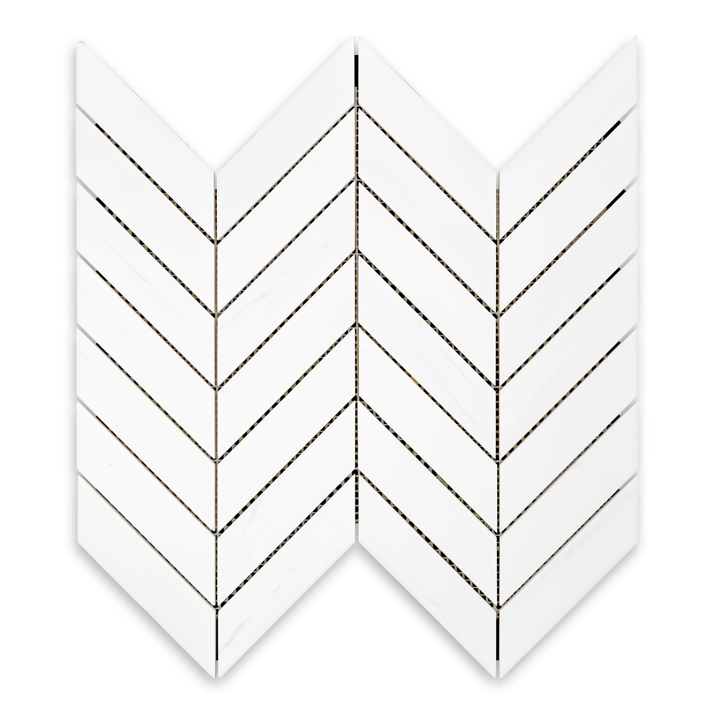 BIANCO: Dolomite 1"x4" Chevron Mosaic (9"x12"x3/8" | Honed)