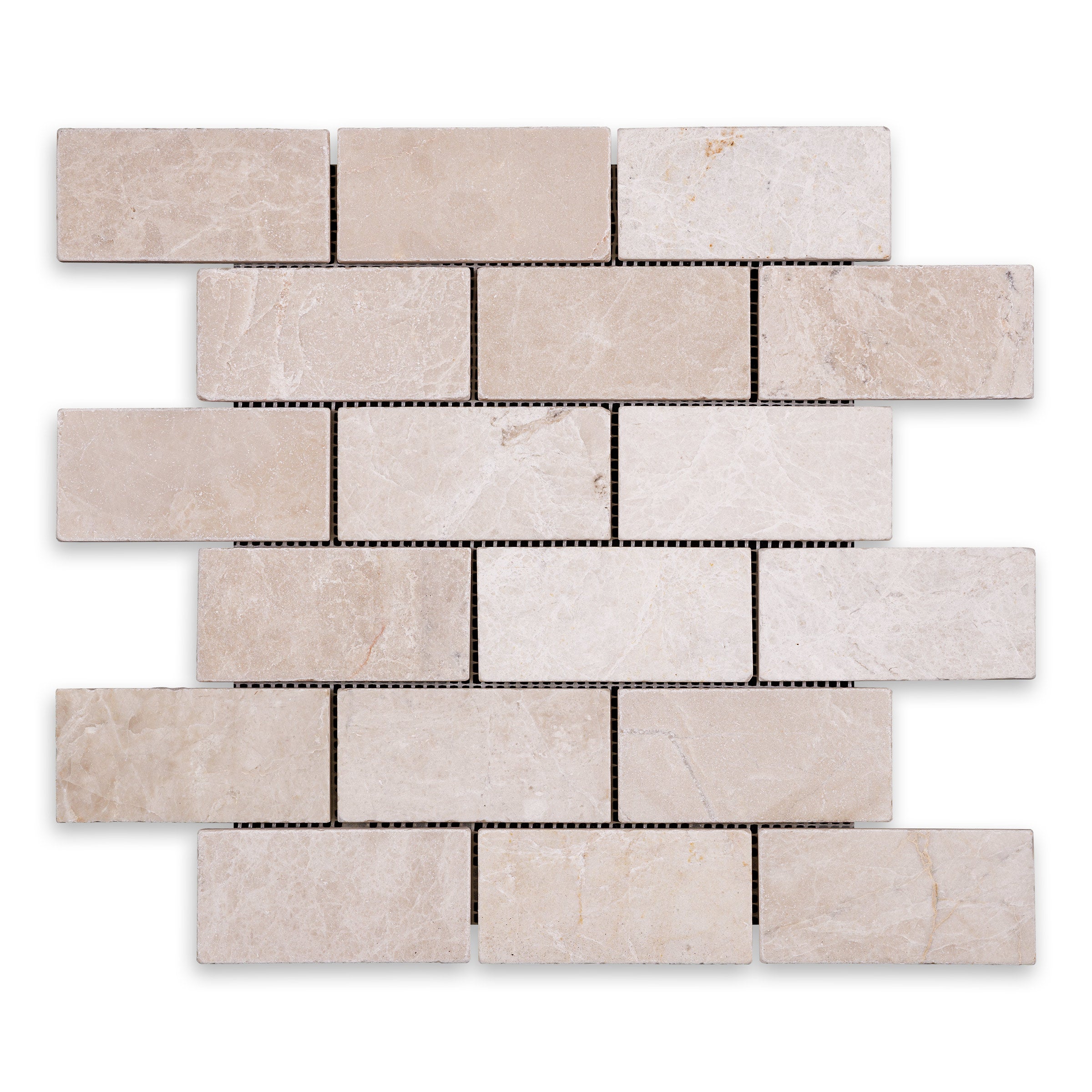 BOTTICINO: Marble 2"x4" Staggered Joint Mosaic (11 3/4"x12"x3/8" | Tumbled)