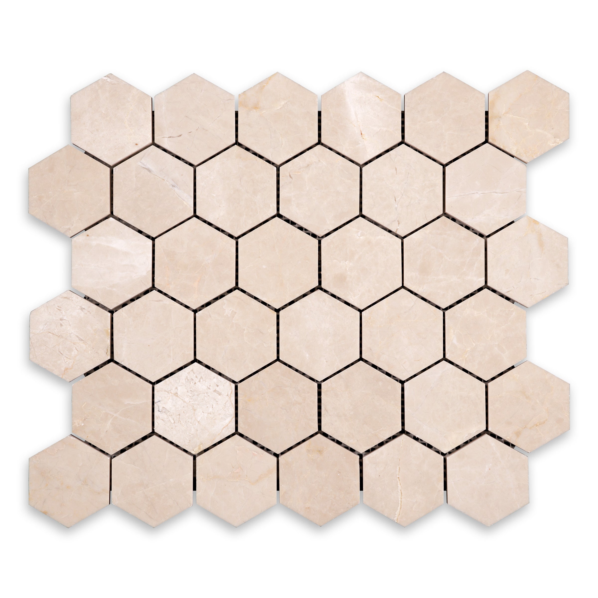 BOTTICINO: Marble 2" Hexagonal Mosaic (10 3/4"x12 3/8"x3/8" | Polished)