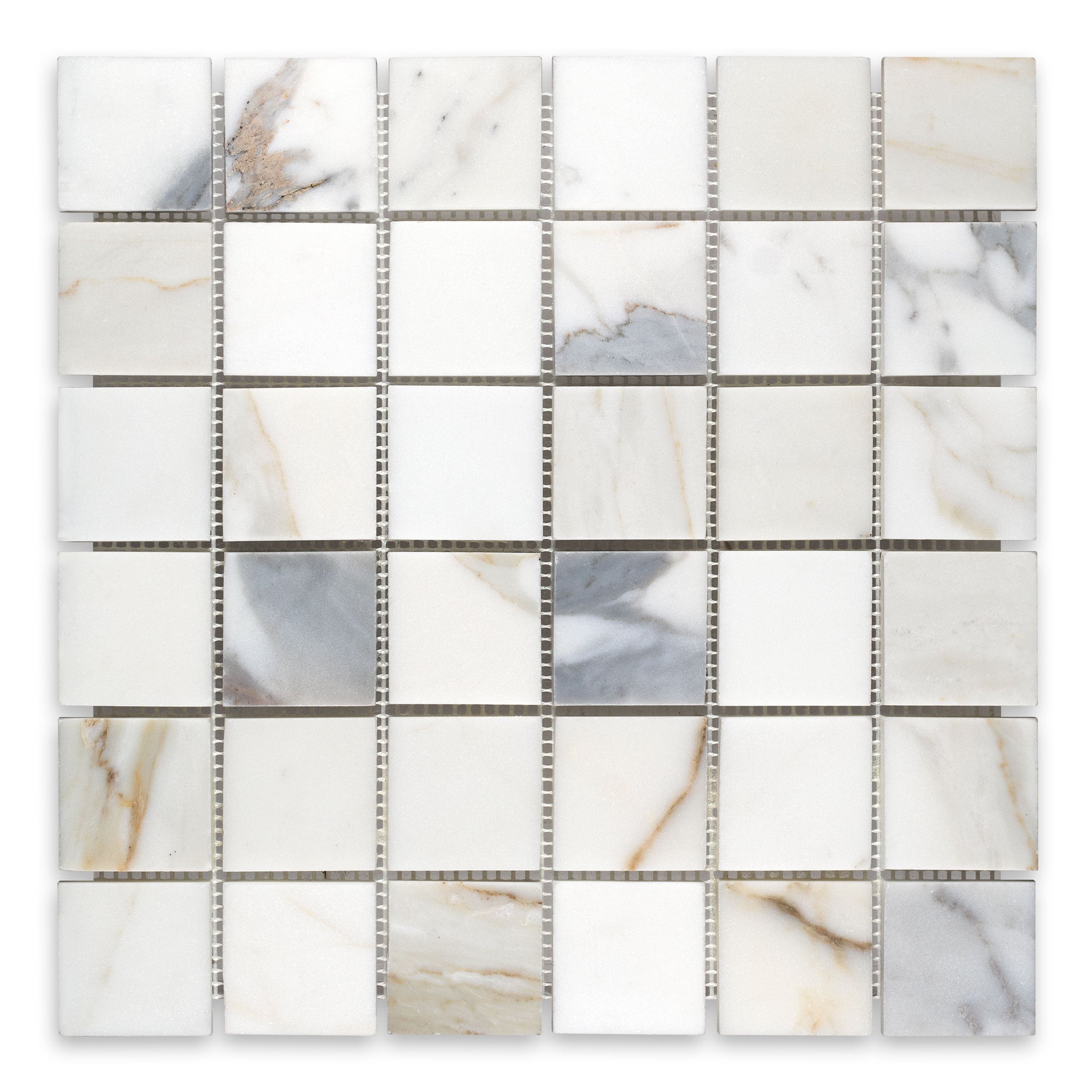 CALACATTA GOLD: Marble 2" Straight Stack Mosaic (12"x12"x3/8" | Polished)