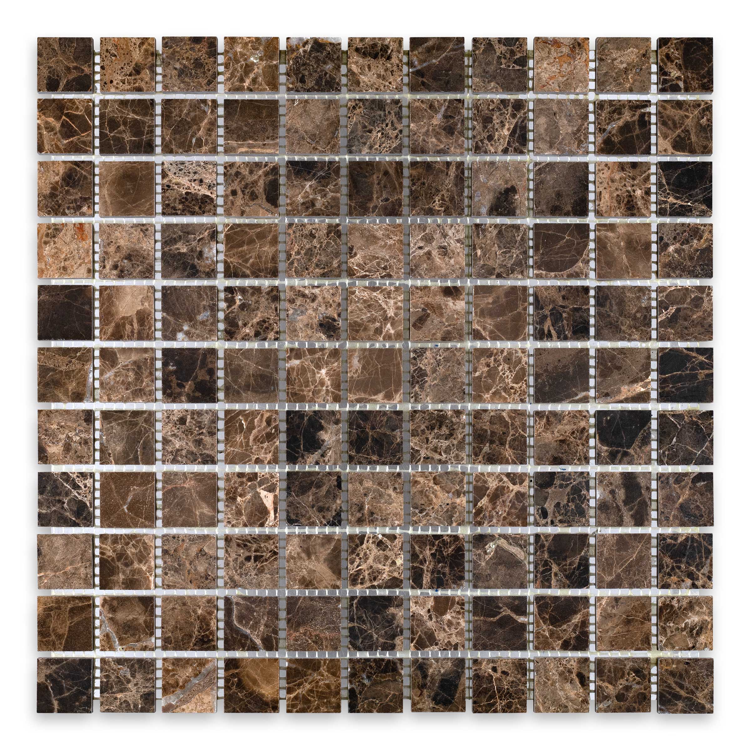 EMPERADOR DARK: Marble 1" Straight Stack Mosaic (12"x12"x3/8" | Polished)