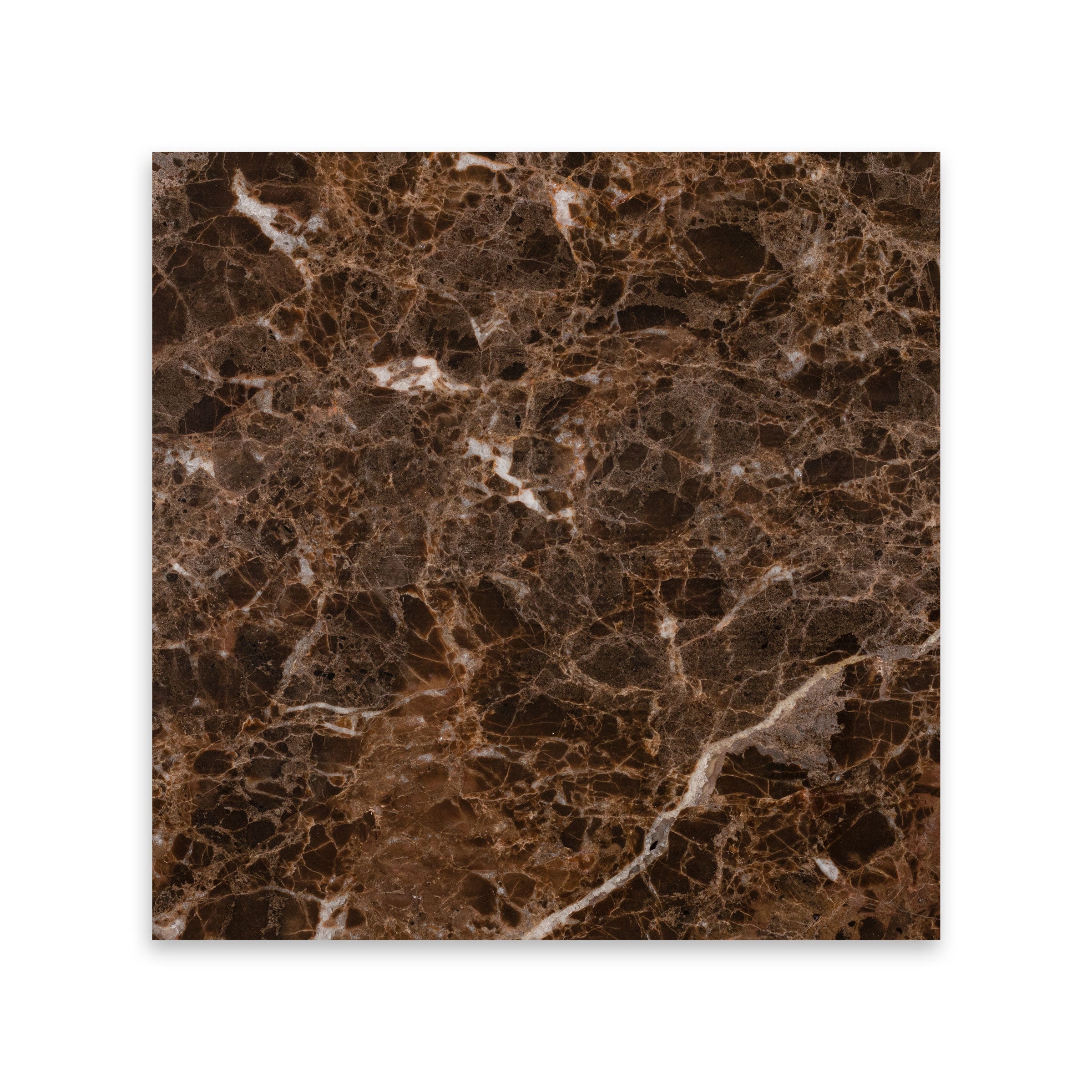 EMPERADOR DARK: Marble Square Field Tile (12"x12"x3/8" | Polished)