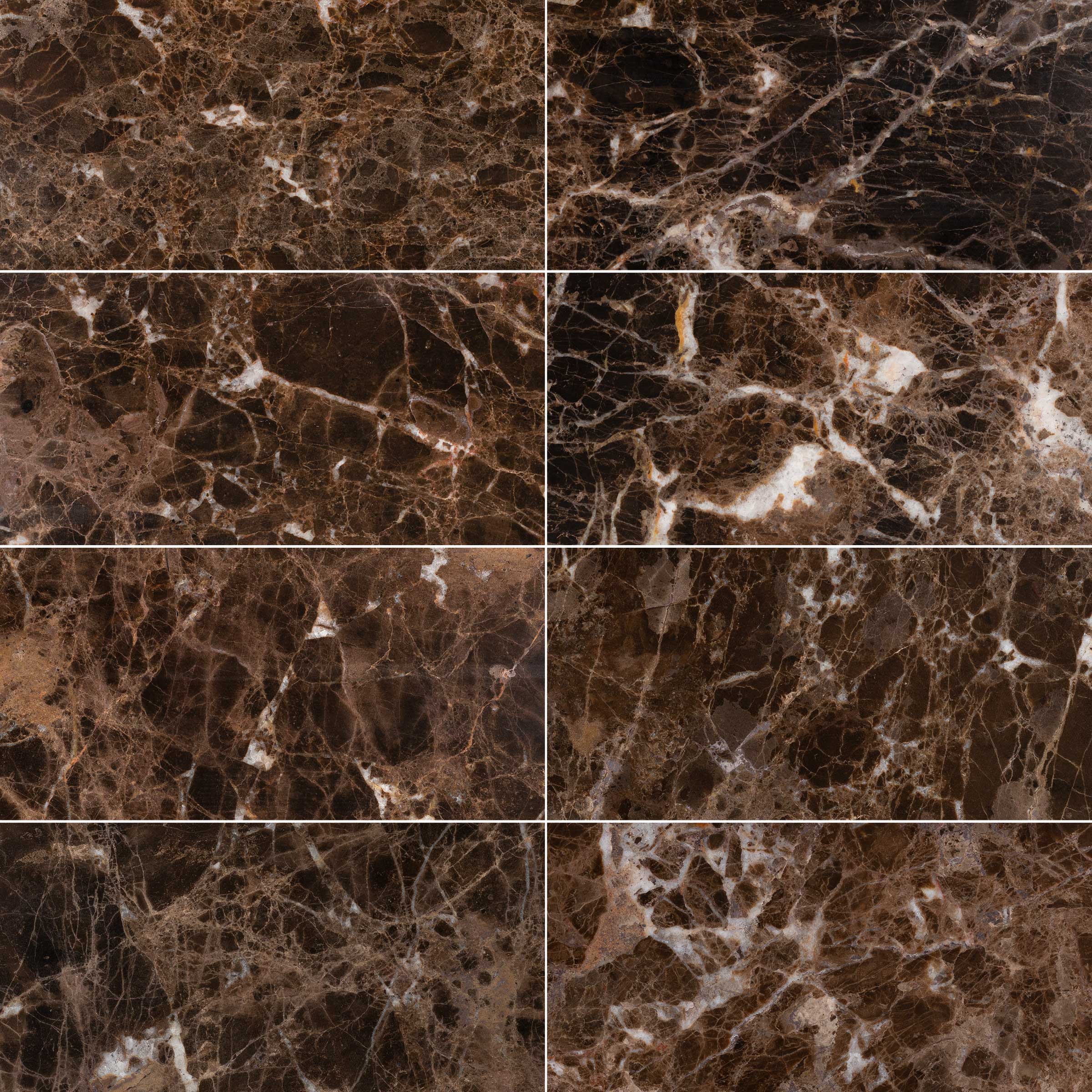 EMPERADOR DARK: Marble Rectangle Field Tile (12"x24"x3/8" | Polished)