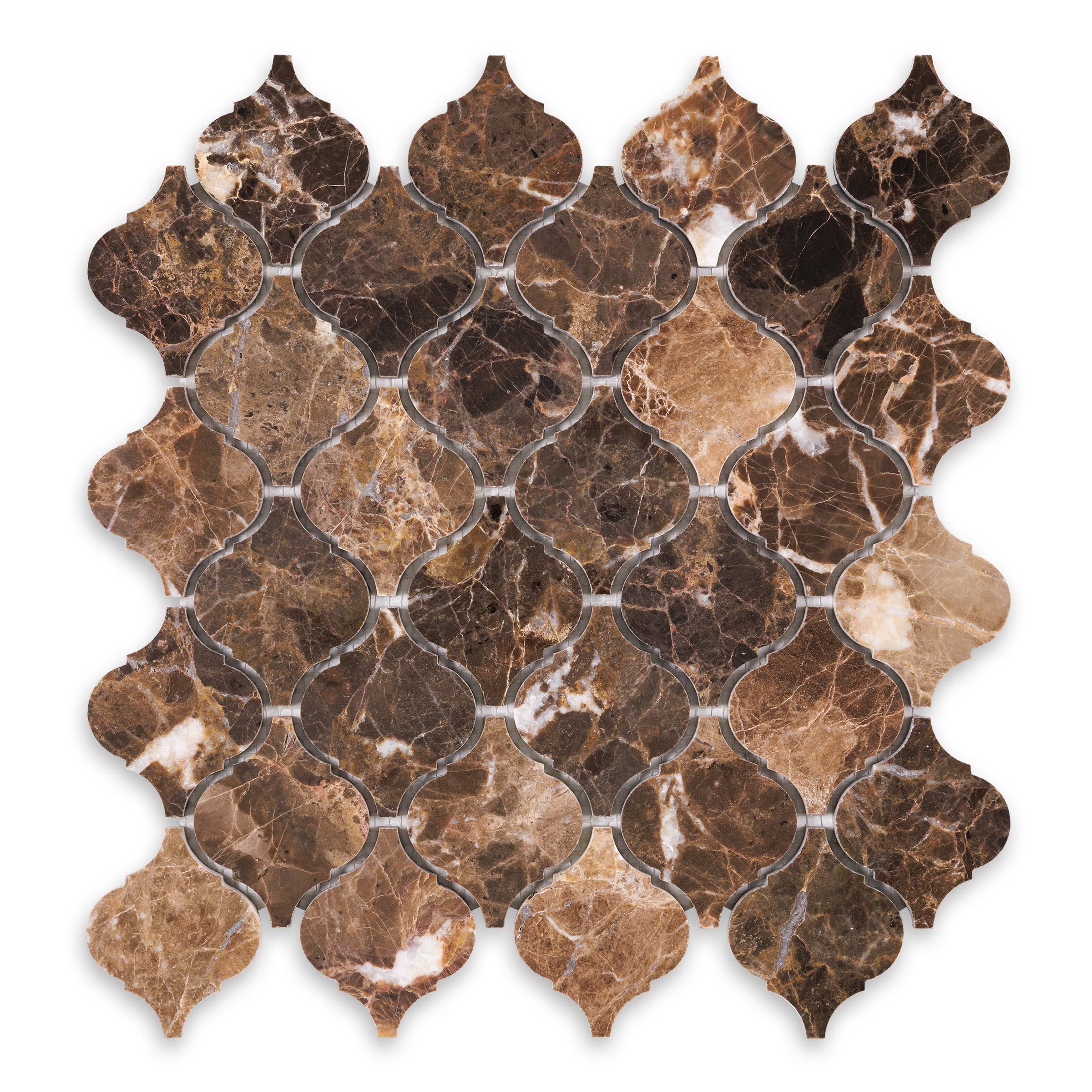 EMPERADOR DARK: Marble 3" Lantern Mosaic (12 1/4"x12 1/2"x3/8" | Polished)