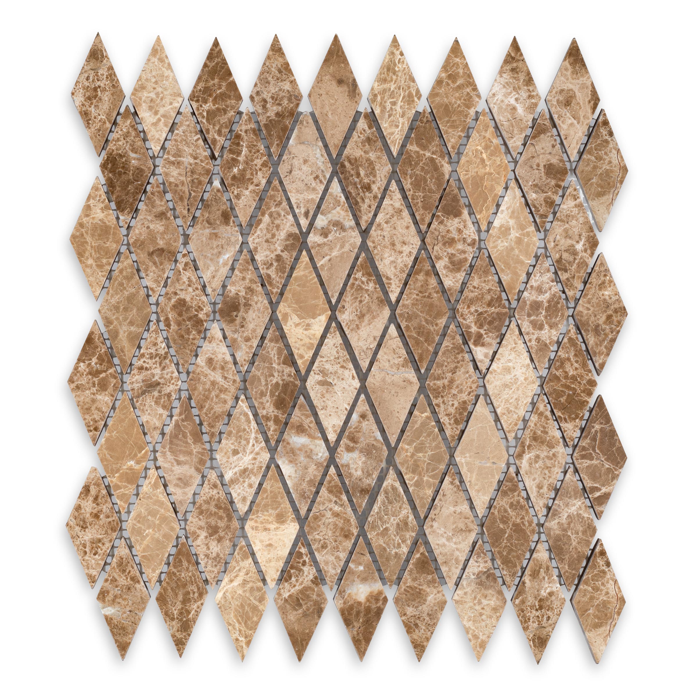 EMPERADOR LIGHT: Marble 1"x2" Rhomboid Mosaic (9 3/4"x10 1/2"x3/8" | Polished)