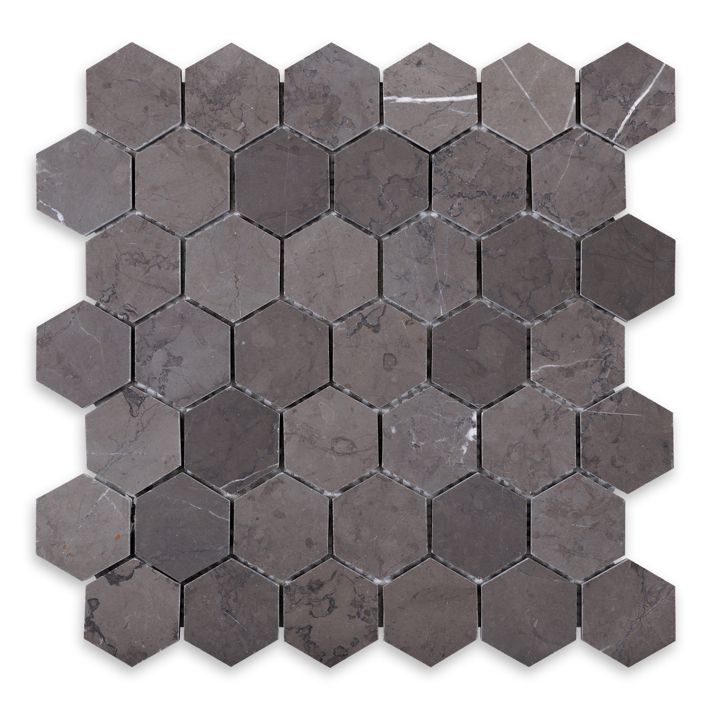 GRAPHITE: Marble 2" Hexagonal Mosaic (11 3/4"x12"x3/8" | Honed)