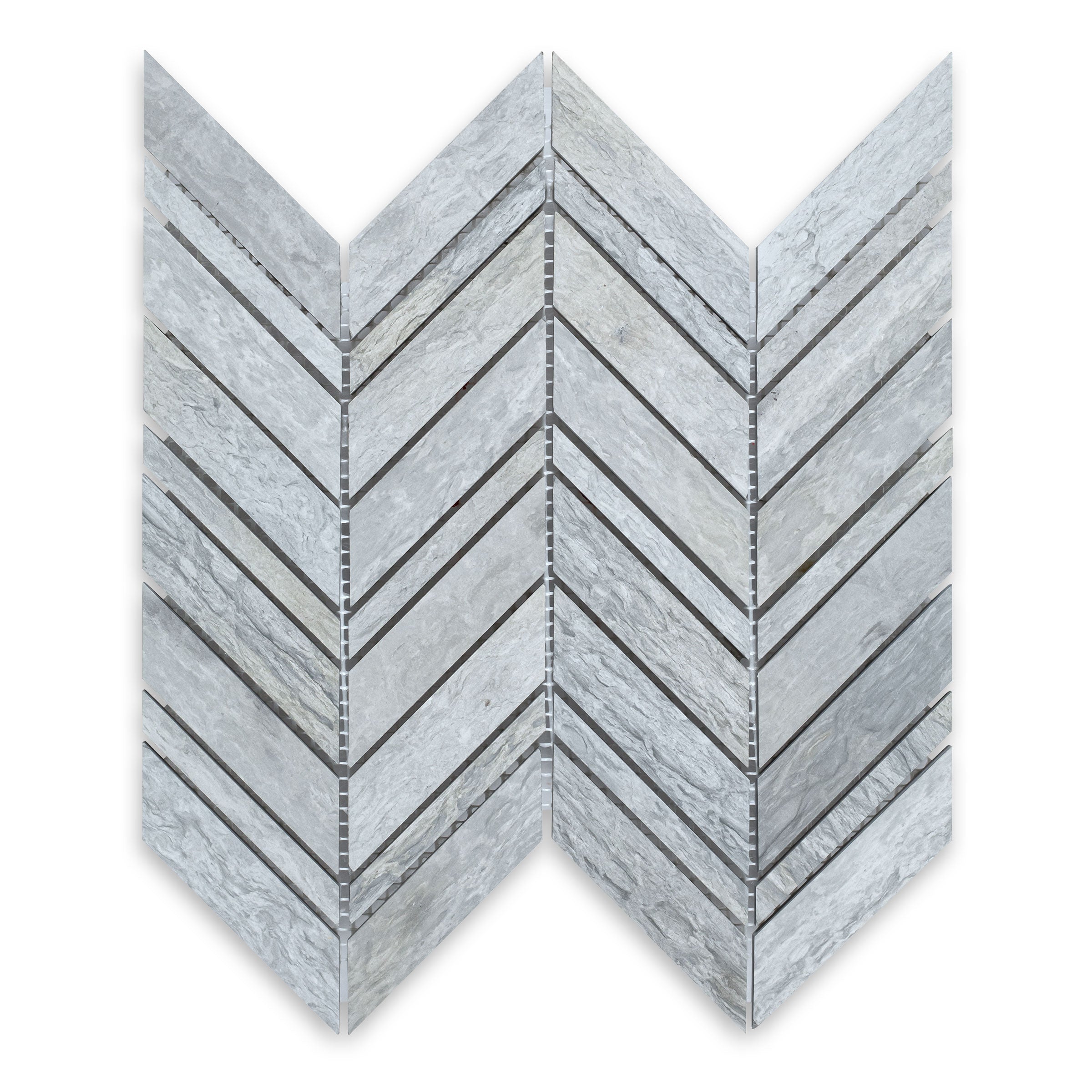 HAISA BLUE: Marble Striped Chevron Mosaic (10 1/4"x10 1/2"x3/8" | Honed)