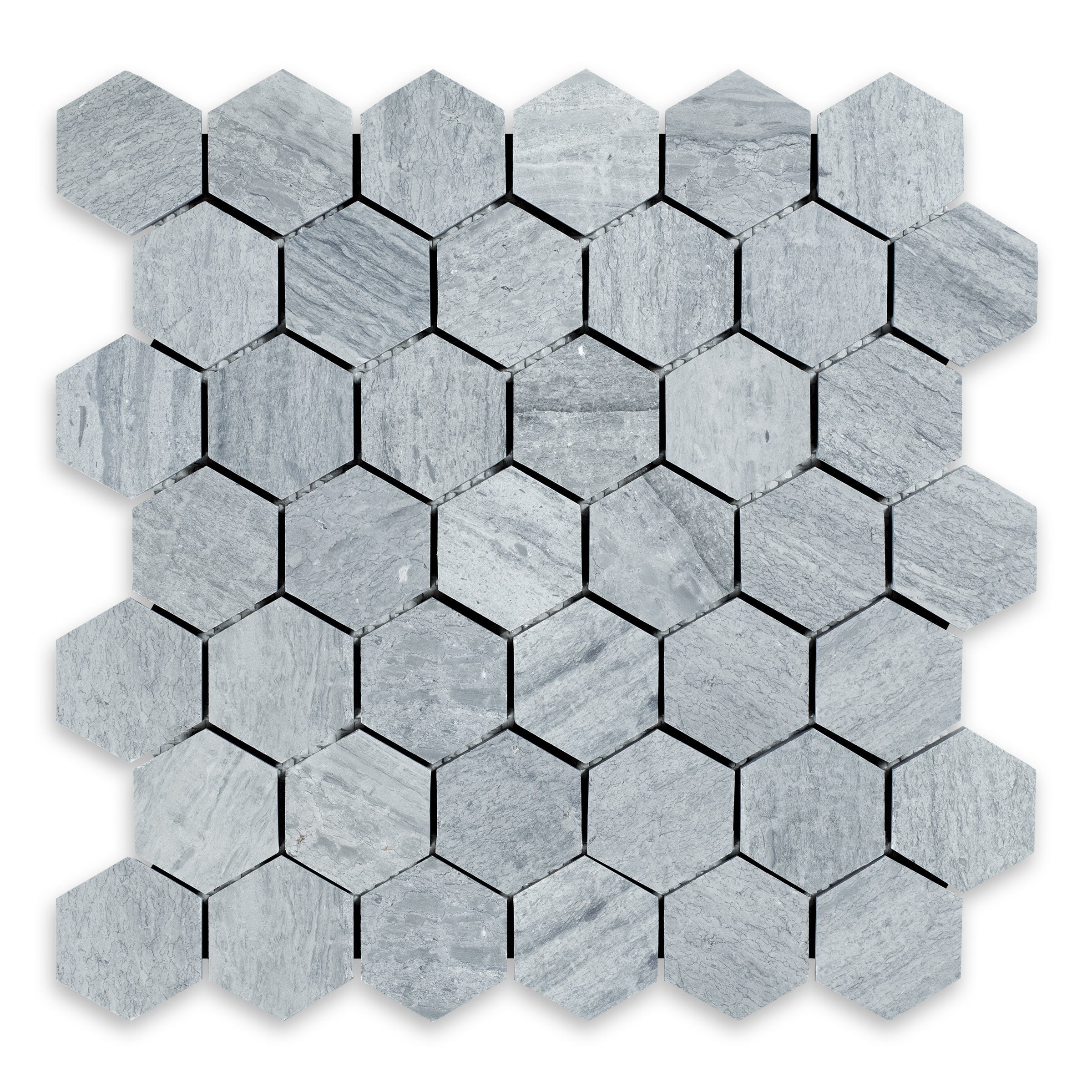 HAISA BLUE: Marble 2" Hexagonal Mosaic (11 3/4"x12"x3/8" | Honed)