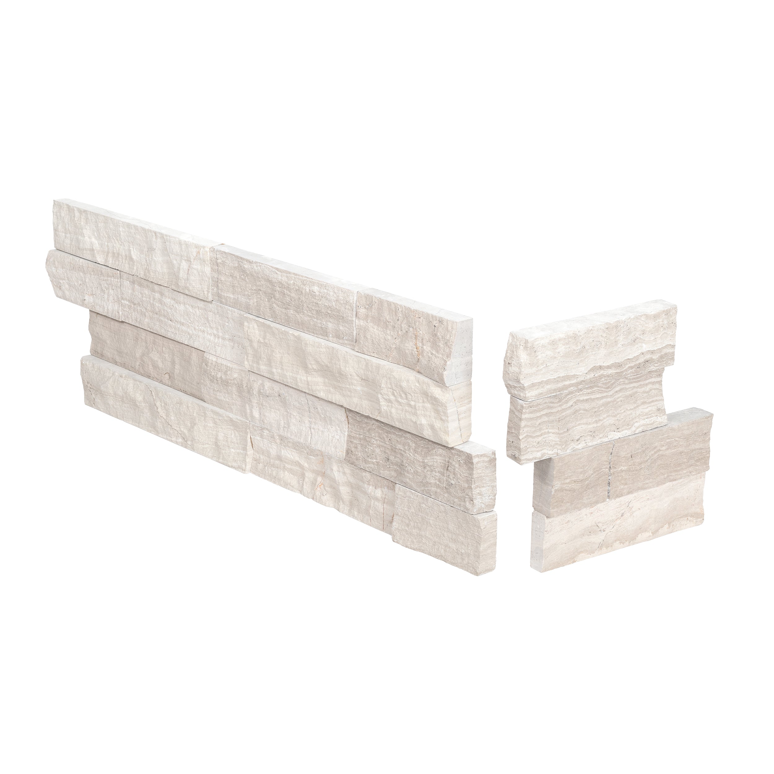 HAISA LIGHT: Marble Ledger Stone Smart Corner Wall Panel (6"x6", 6"x18" | Splitface)