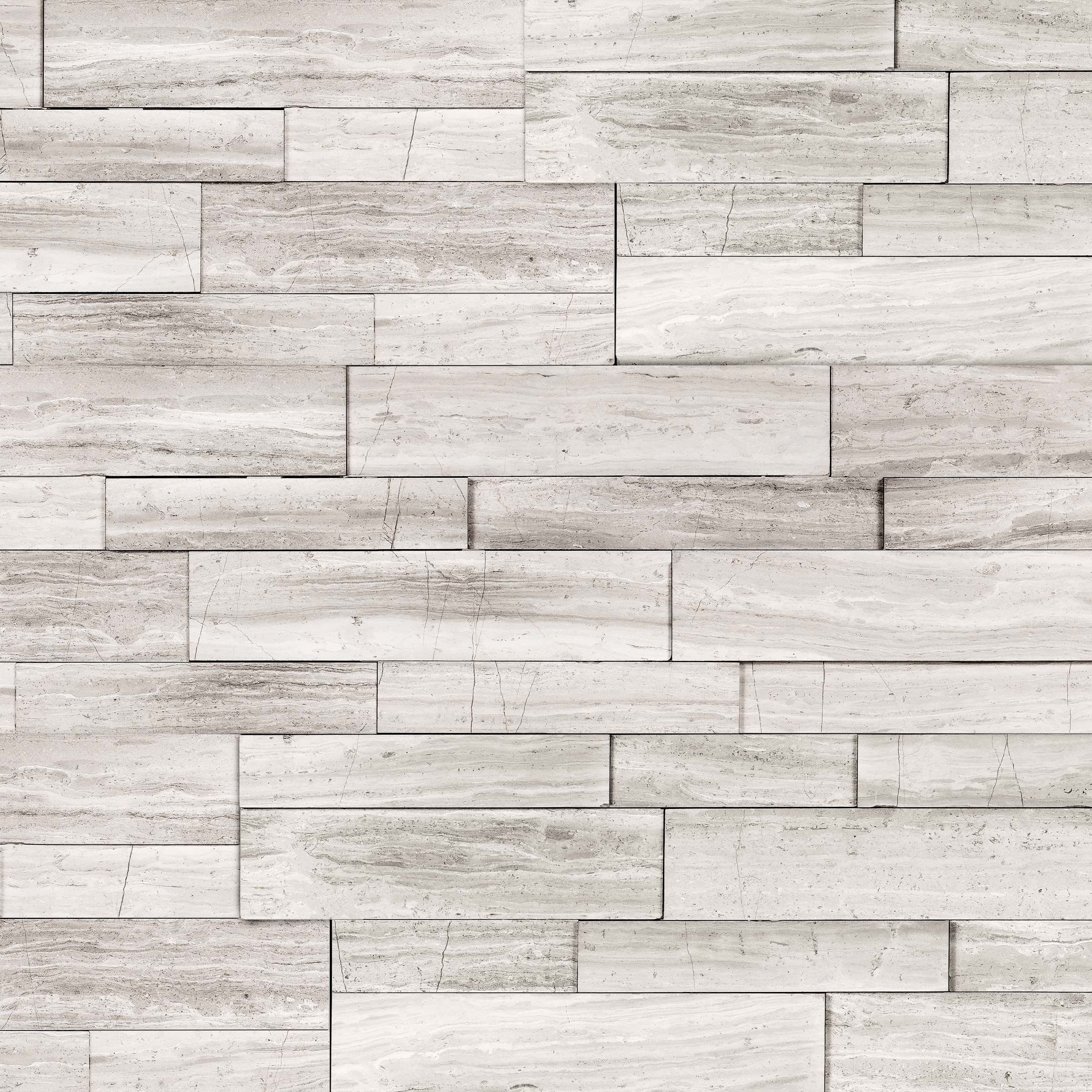 HAISA LIGHT: Marble Ledger Stone Flat Wall Panel (6"x24"x3/8"-5/8" | Honed)