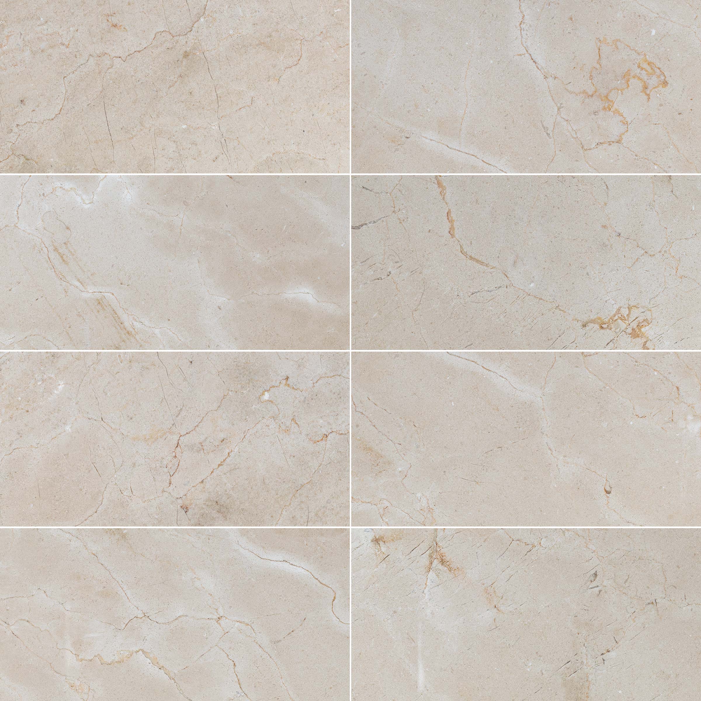 CREMA MARFIL CLASSIC: Marble Rectangle Field Tile (12"x24"x3/8" | Honed)