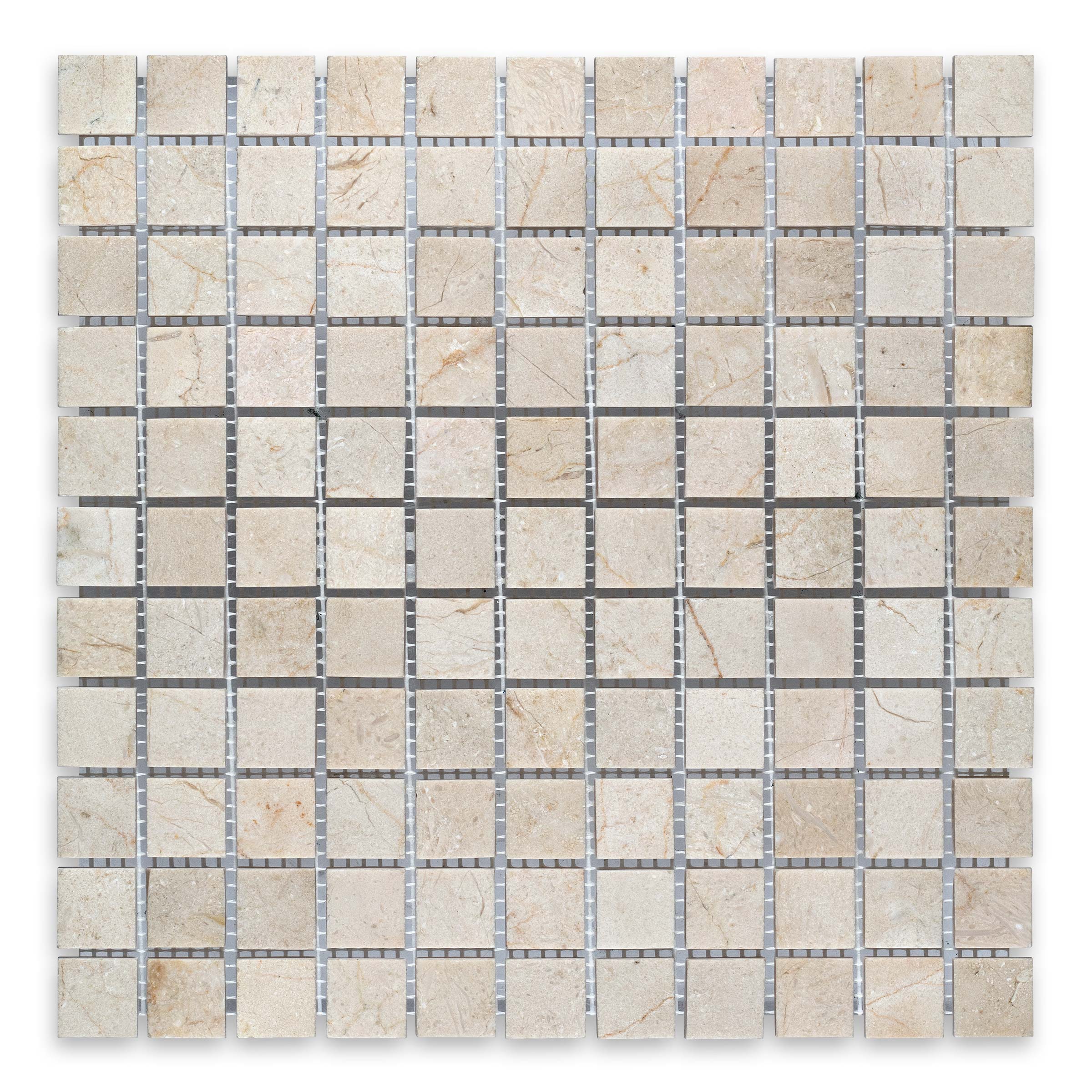 CREMA MARFIL: Marble 1" Straight Stack Mosaic (12"x12"x3/8" | Honed)