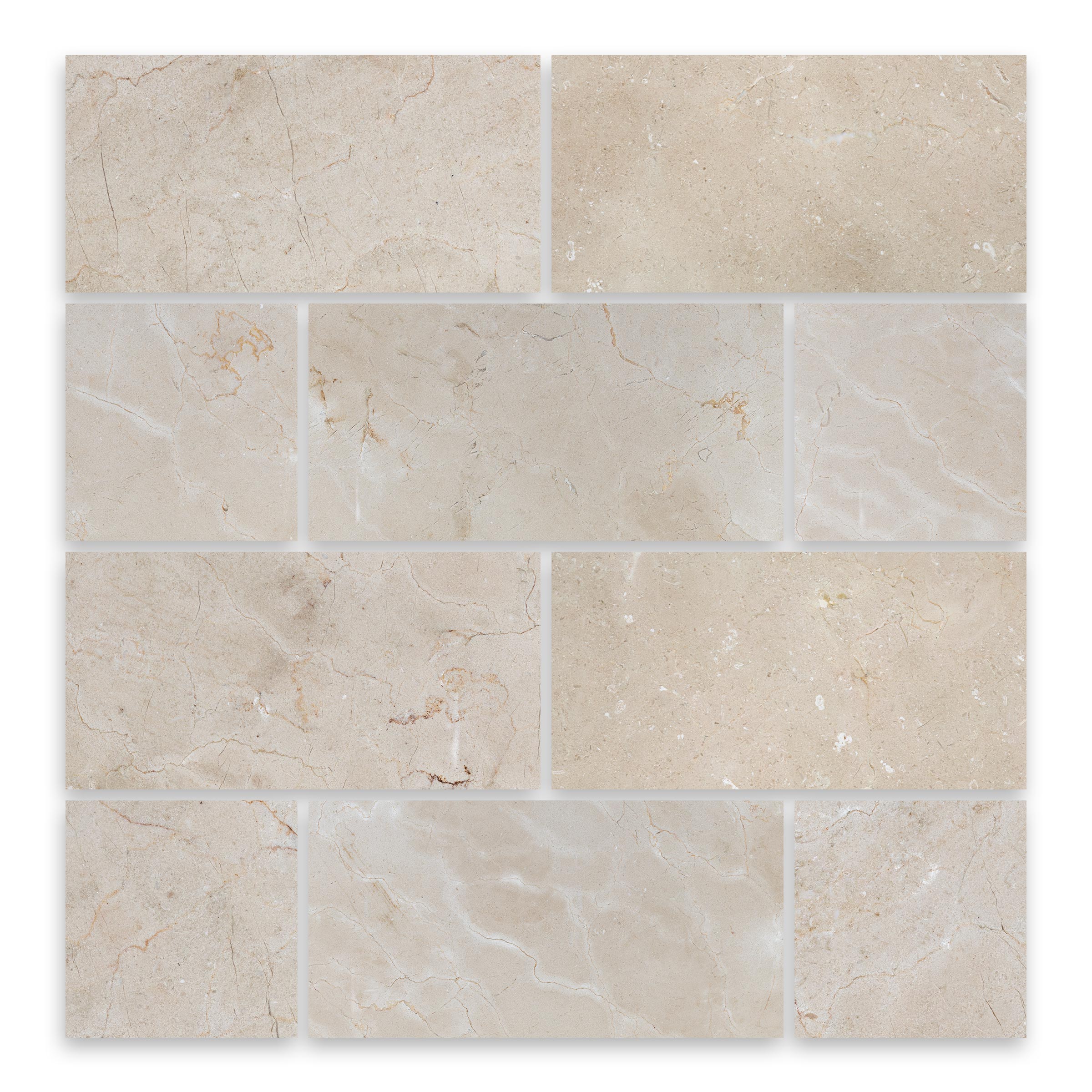 CREMA MARFIL: Marble Rectangle Field Tile (3"x6"x3/8" | Honed)