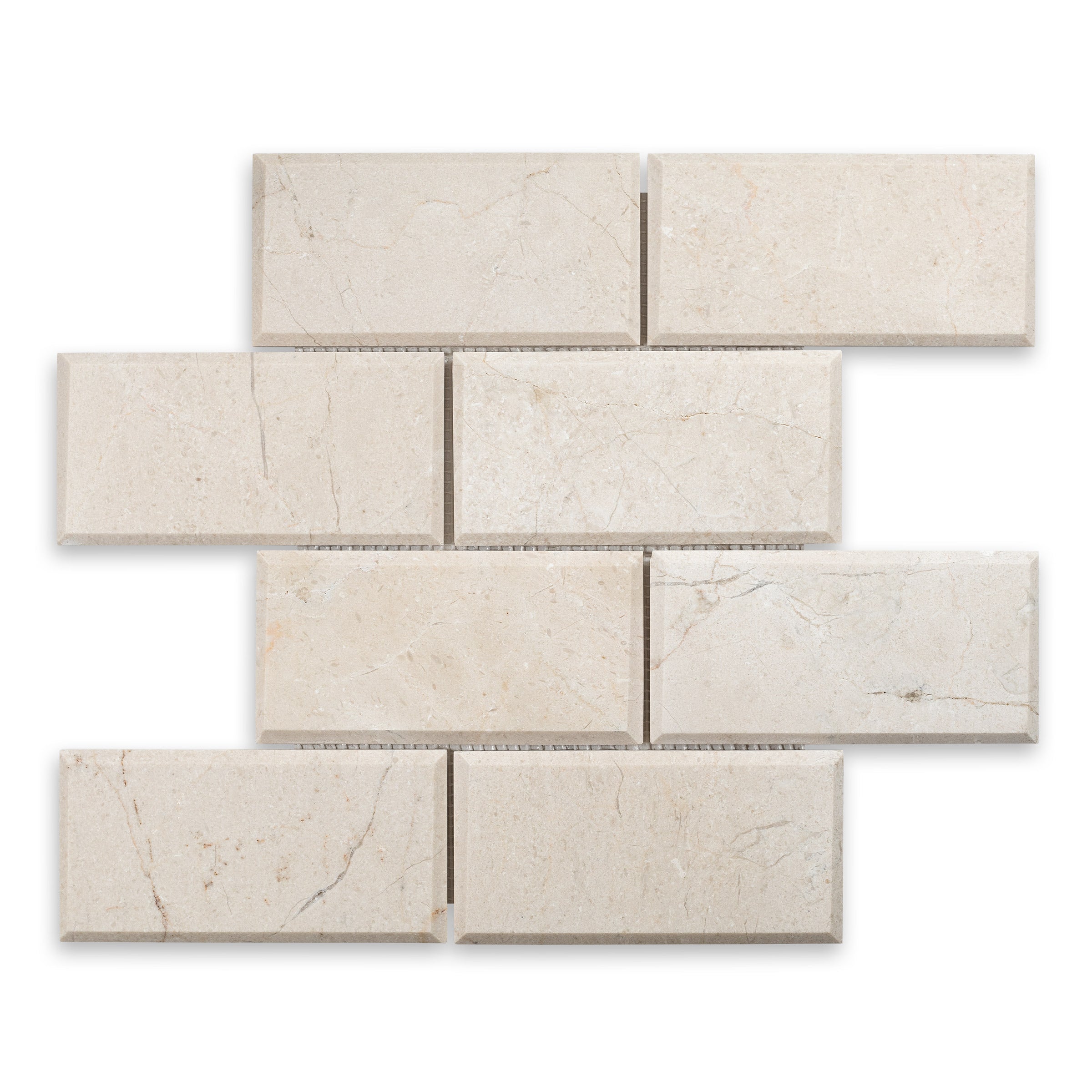 CREMA MARFIL: Marble Beveled Rectangle Field Tile (3"x6"x3/8" | Honed)