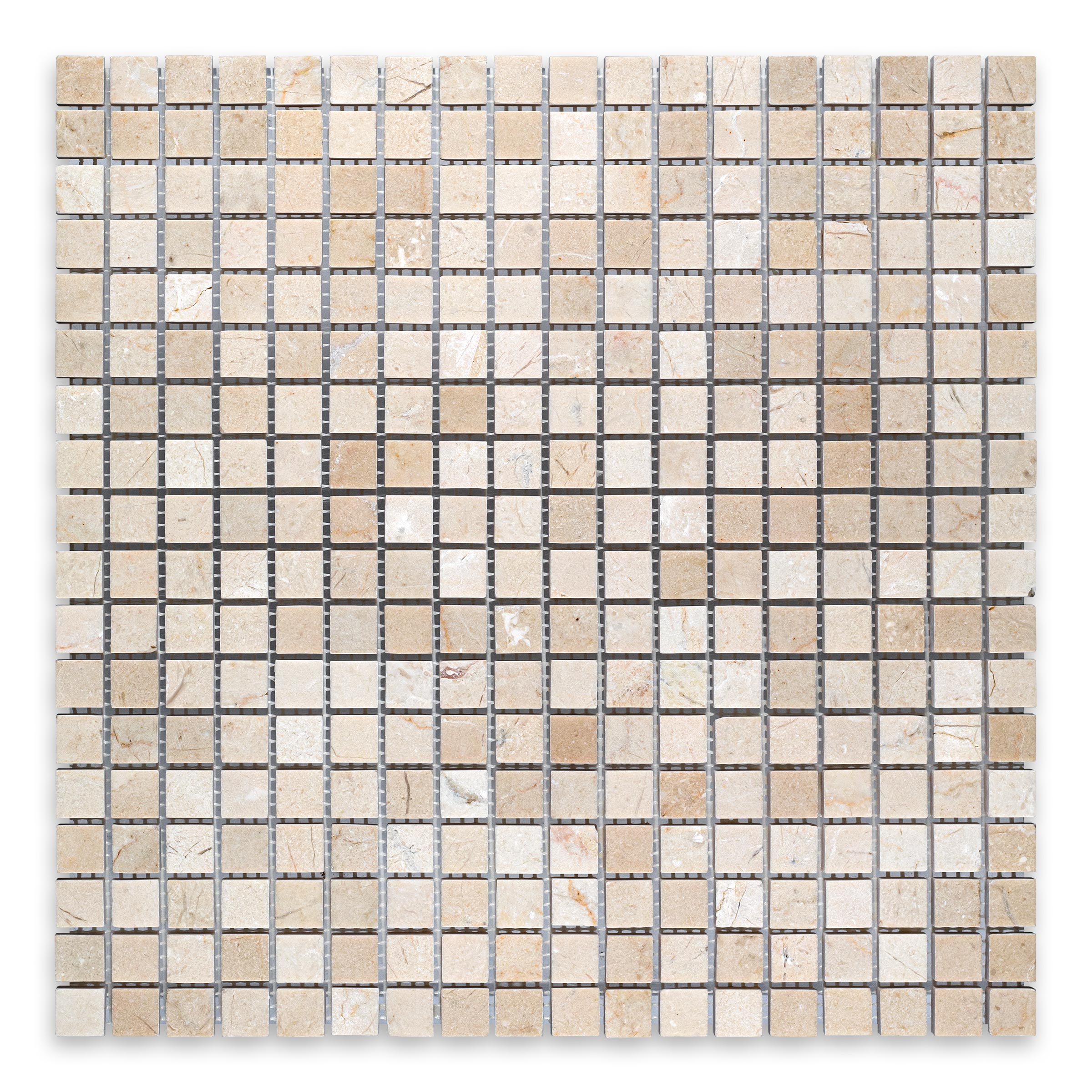 CREMA MARFIL: Marble 5/8" Straight Stack Mosaic (12"x12"x3/8" | Honed)