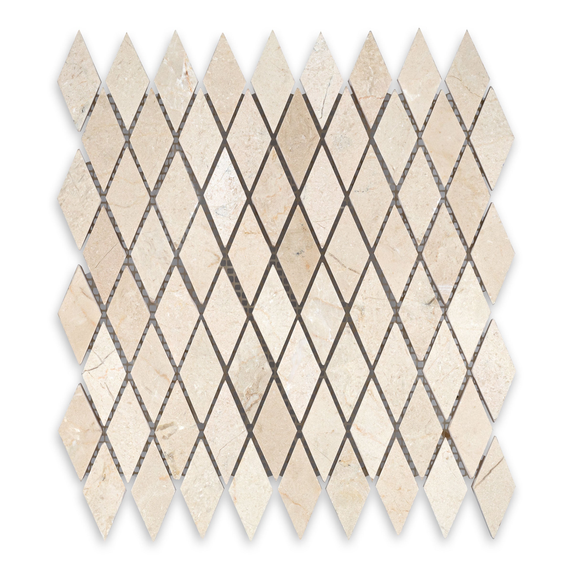 CREMA MARFIL: Marble 1"x2" Rhomboid Mosaic (9 3/4"x10 1/2"x3/8" | Polished)