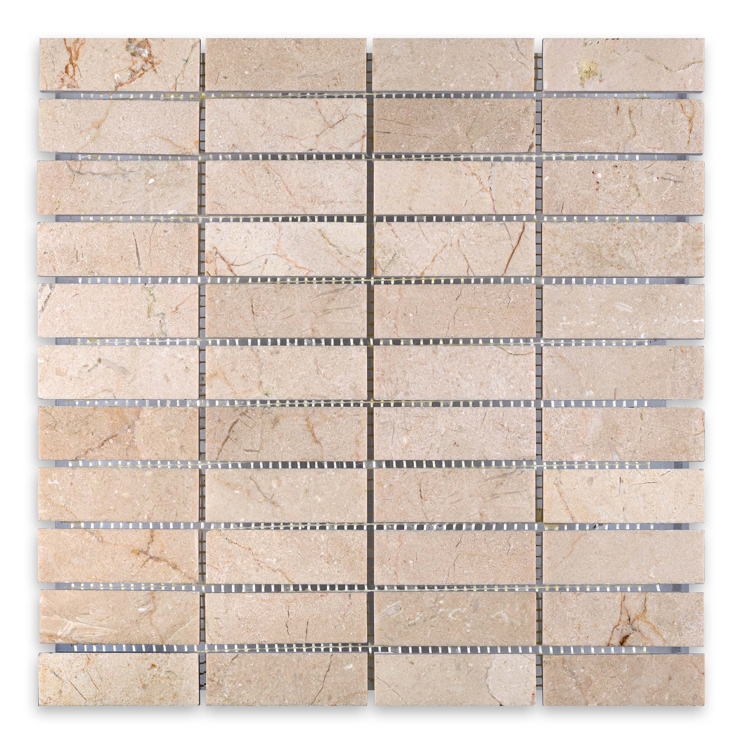 CREMA MARFIL: Marble 1"x3" Straight Stack Mosaic (12"x12"x3/8" | Honed)