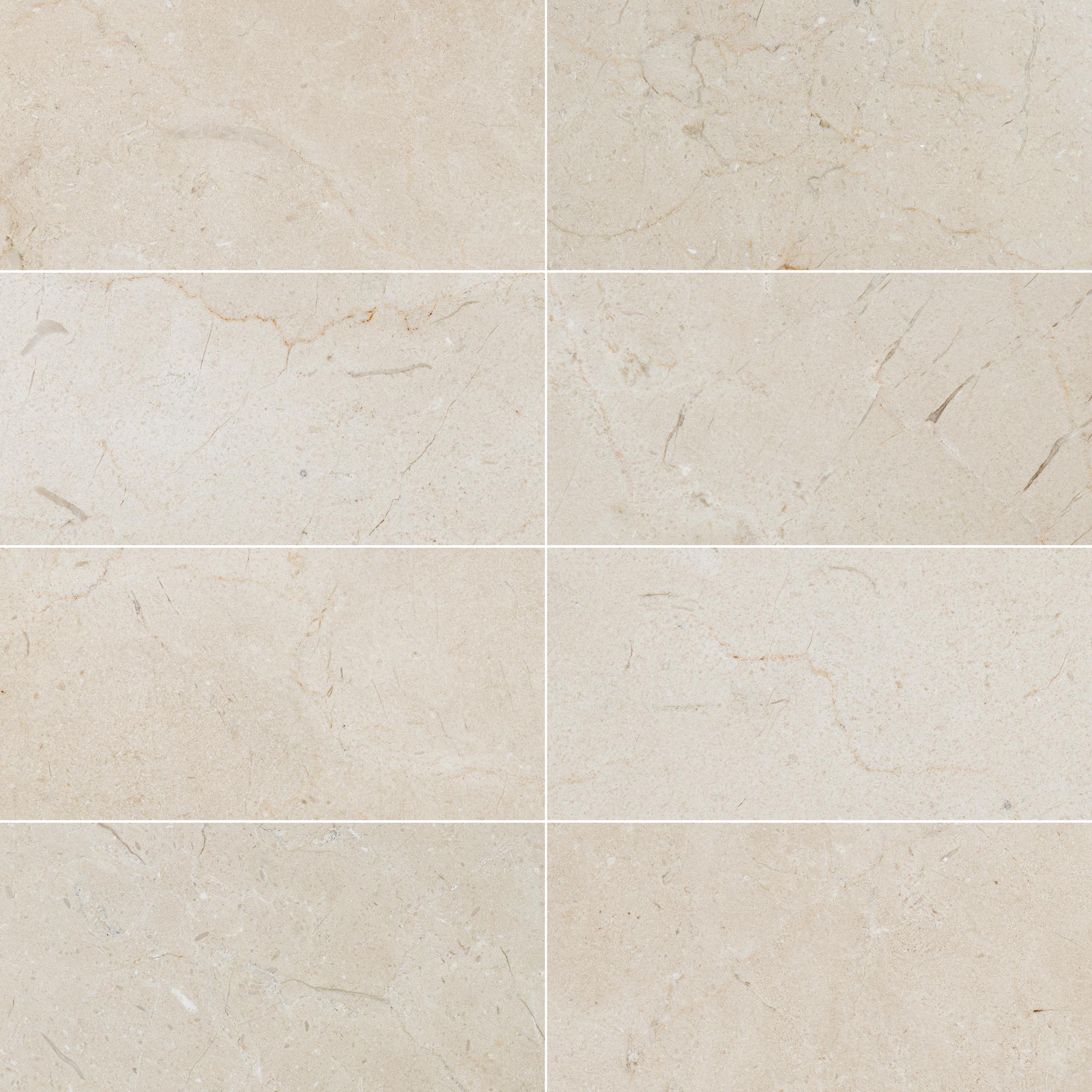 CREMA MARFIL SELECT: Marble Rectangle Field Tile (12"x24"x3/8" | Honed)