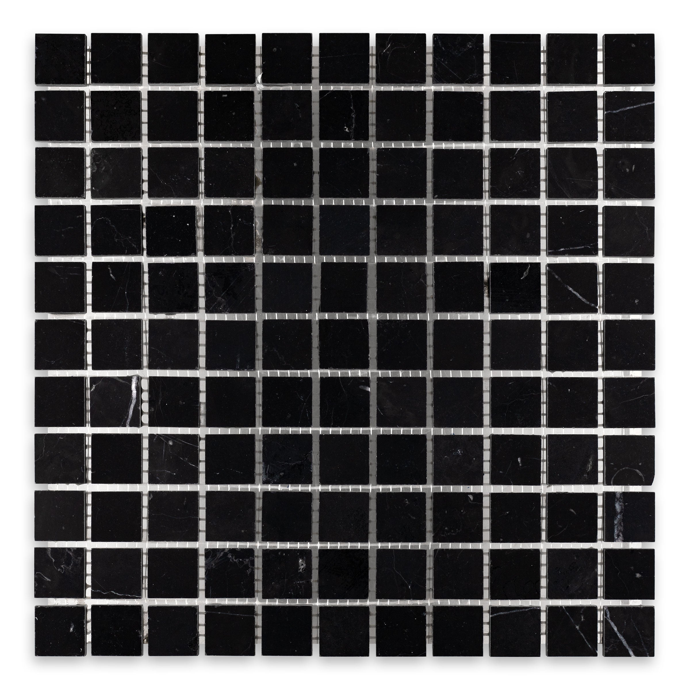 CHINA BLACK: Marble 1" Straight Stack Mosaic (12"x12"x3/8" | Honed)