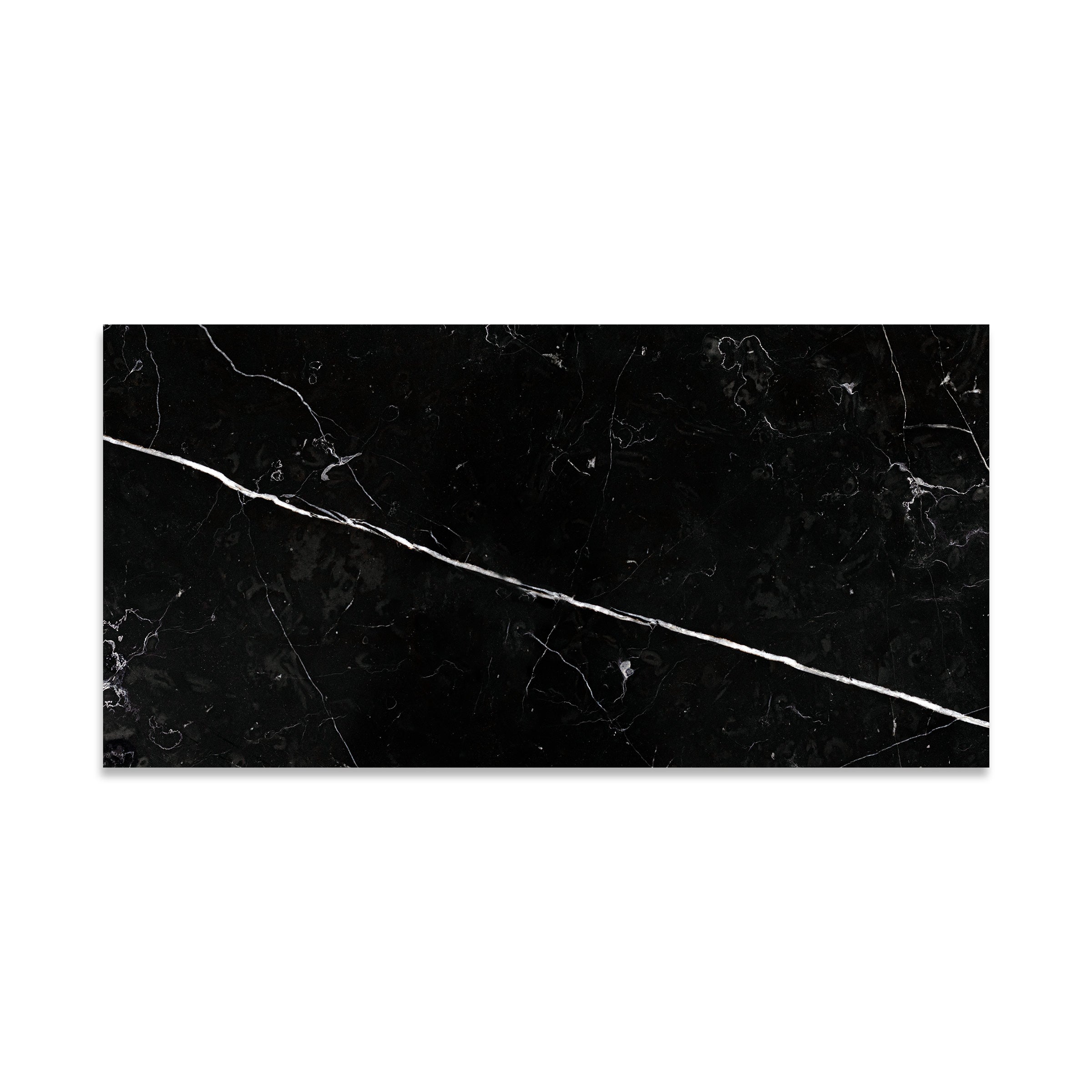 CHINA BLACK: Marble Rectangle Field Tile (12"x24"x3/8" | Honed)