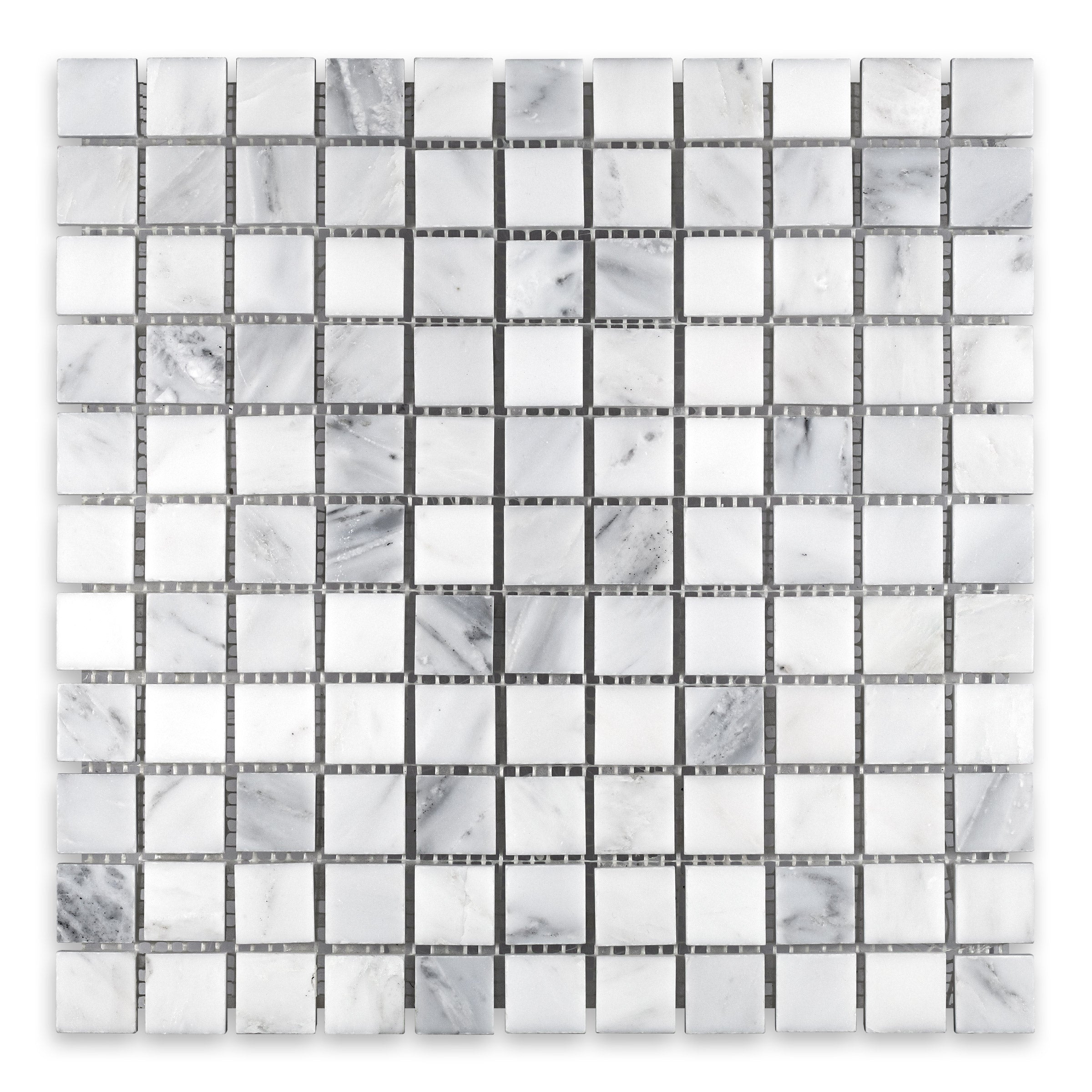 ORIENTAL WHITE: Marble 1" Straight Stack Mosaic (12"x12"x3/8" | Honed)