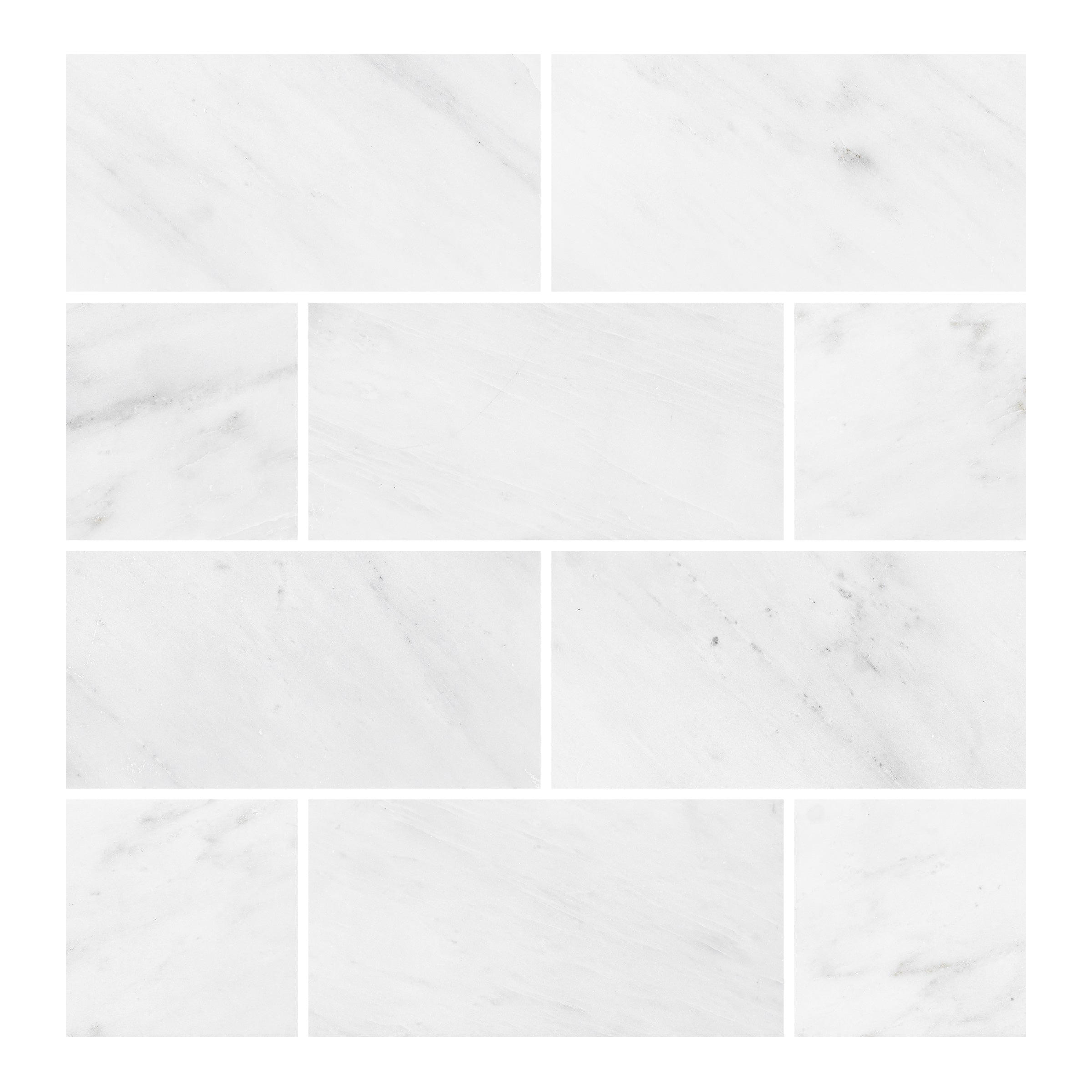 ORIENTAL WHITE: Marble Rectangle Field Tile (3"x6"x3/8" | Honed)