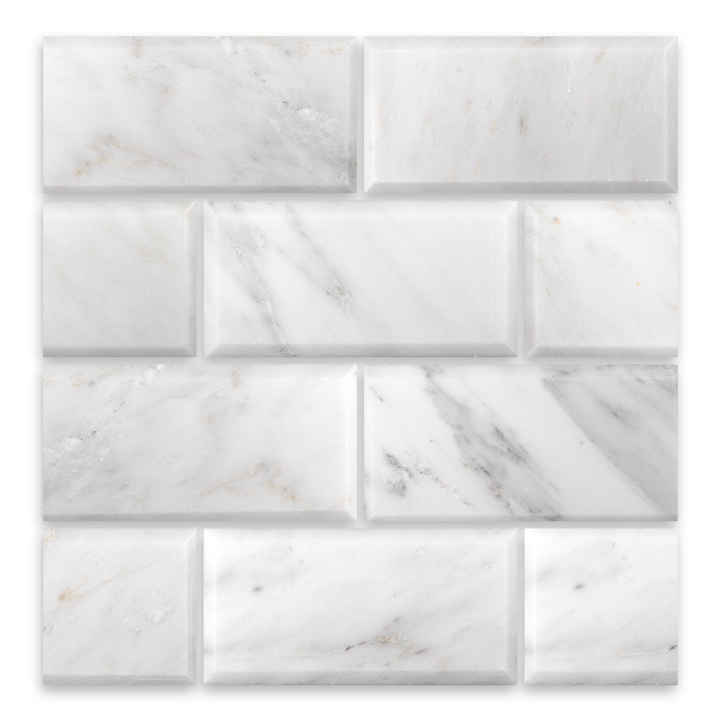 ORIENTAL WHITE: Marble Beveled Rectangle Field Tile (3"x6"x3/8" | Honed)