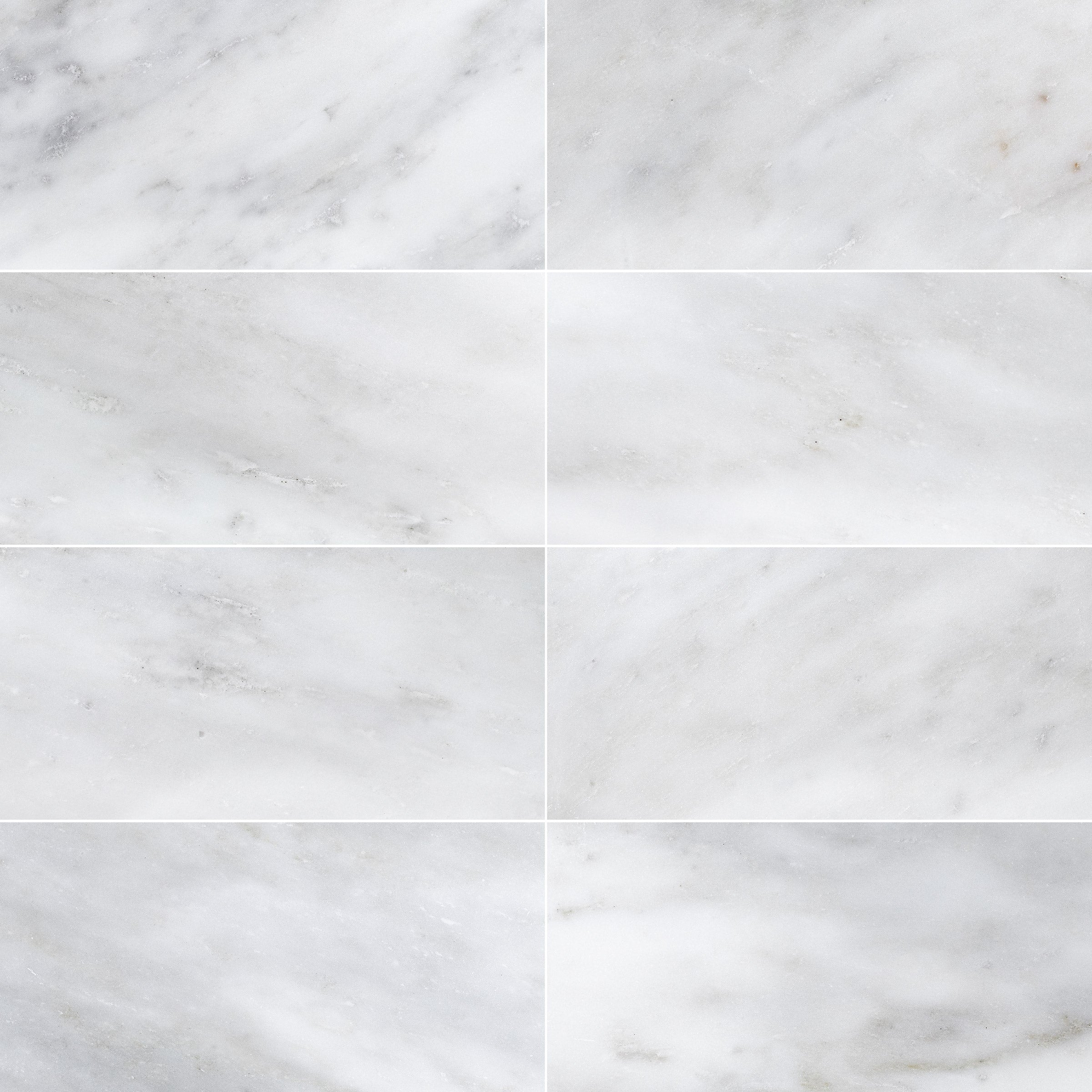 ORIENTAL WHITE: Marble Rectangle Field Tile (12"x24"x3/8" | Honed)