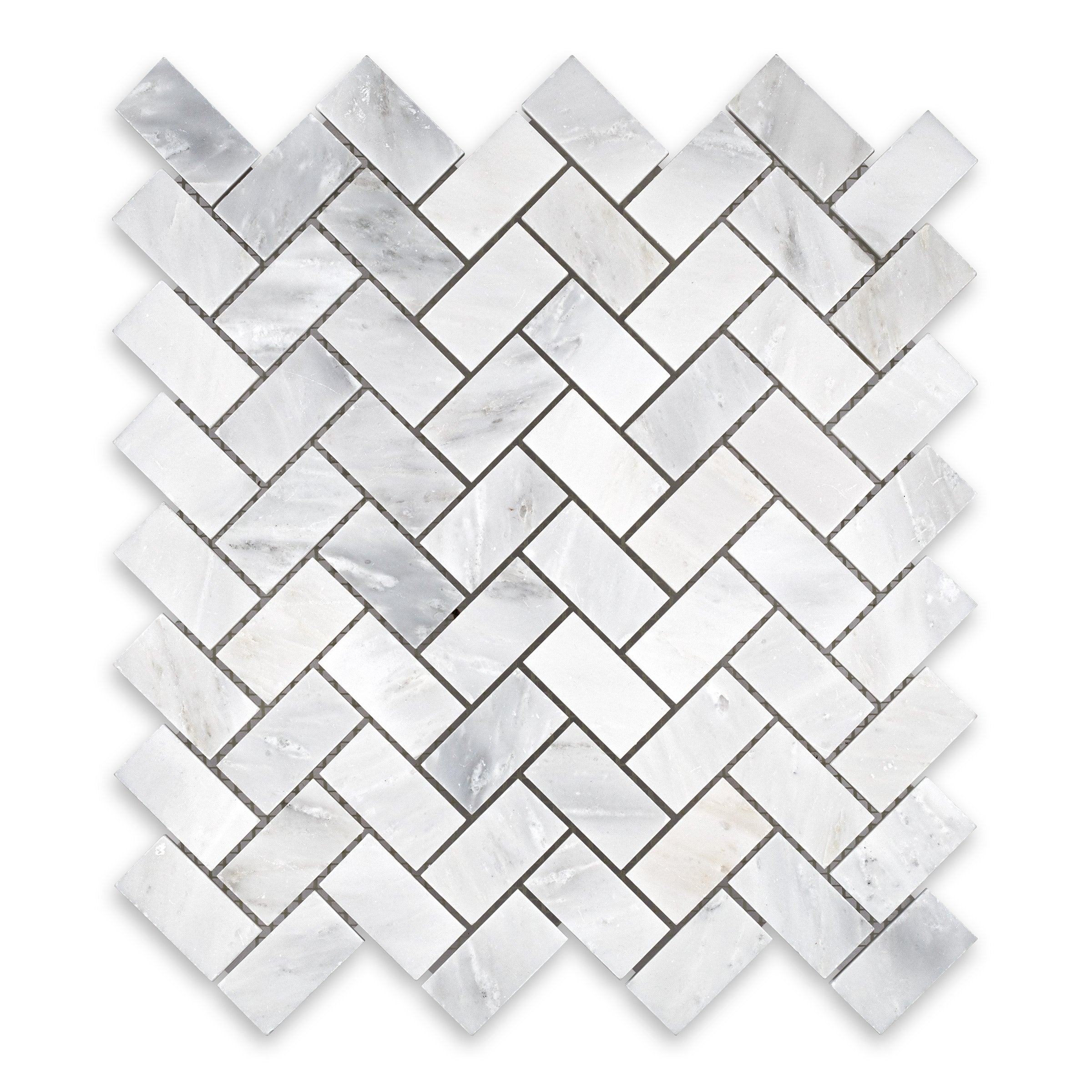 ORIENTAL WHITE: Marble 1"x2" Herringbone Mosaic (11 1/8"x12"x3/8" | Honed)