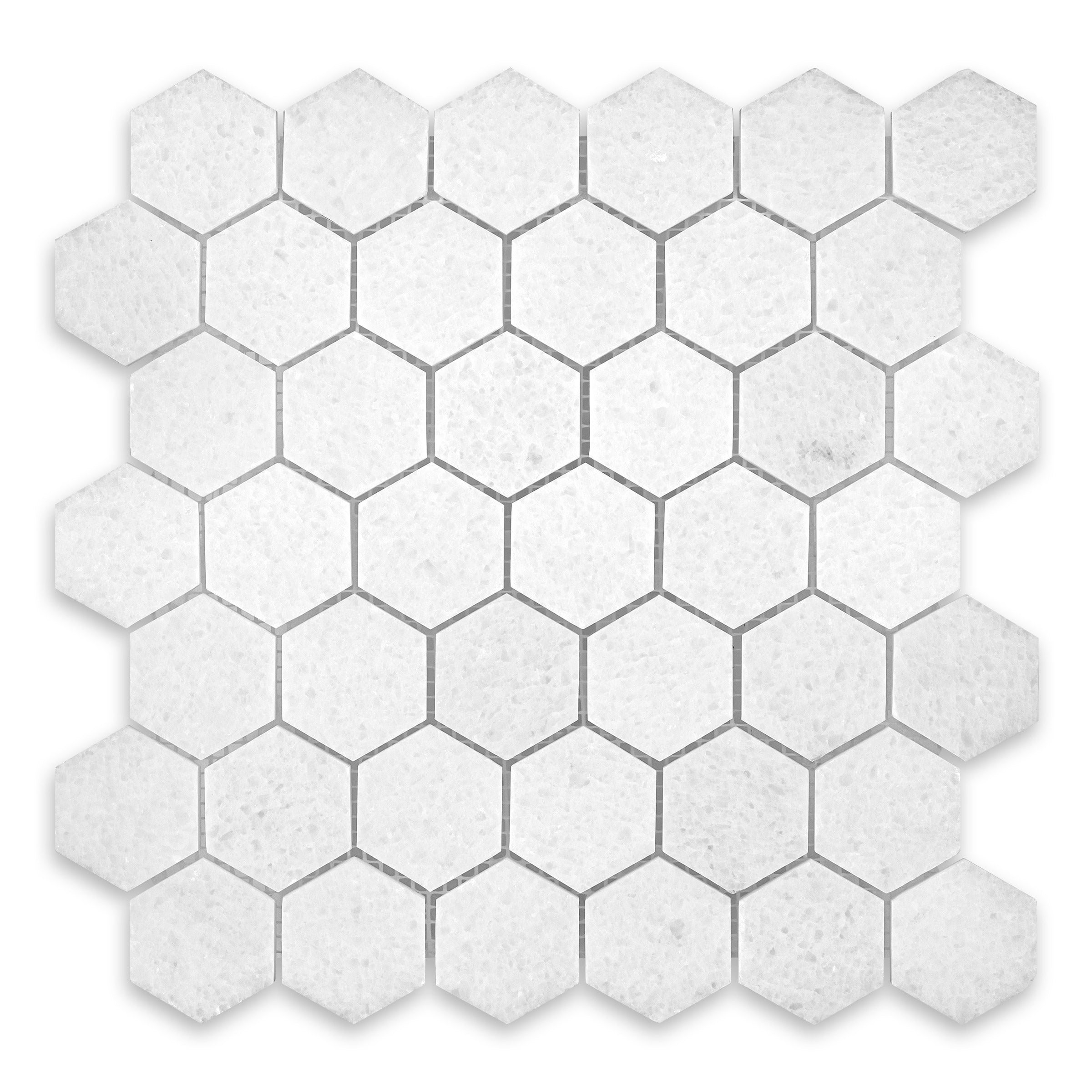 POLAR WHITE: Marble 2" Hexagonal Mosaic (11 3/4"x12"x3/8" | Honed)