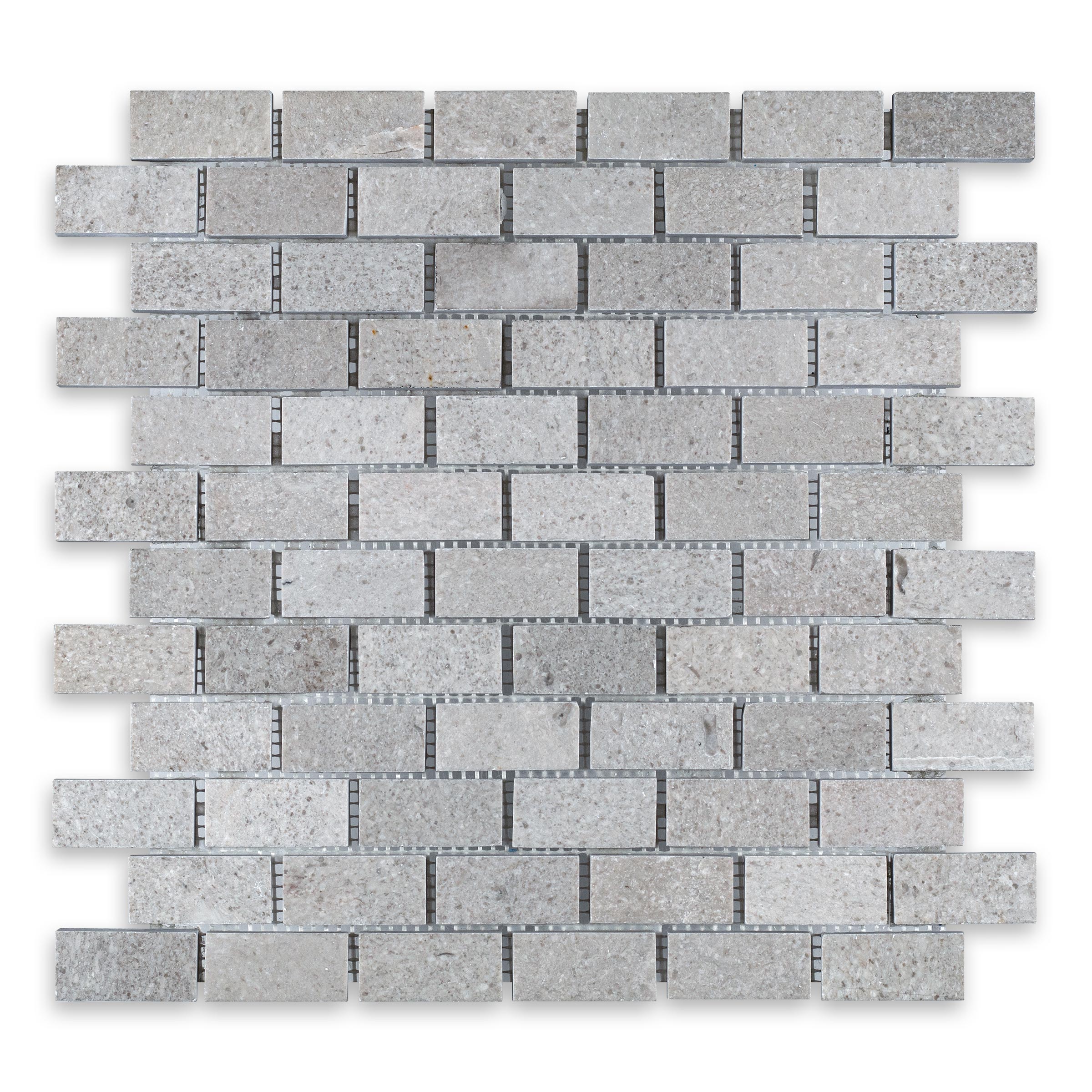 SPANISH GREY: Marble 1"x2" Staggered Joint Mosaic (12 1/4"x12 3/4"x3/8" | Polished)